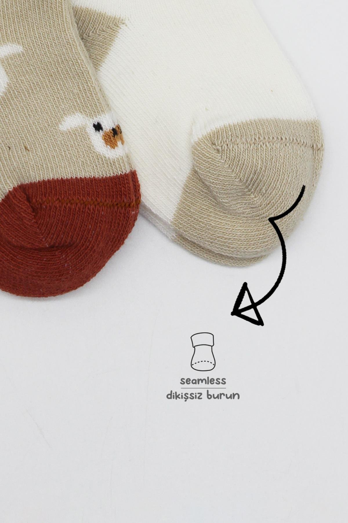 ÇORAPBistyleBistyle Organik Bebek Çocuk Dikişsiz 2li Love Dog Penye Soket Çorap