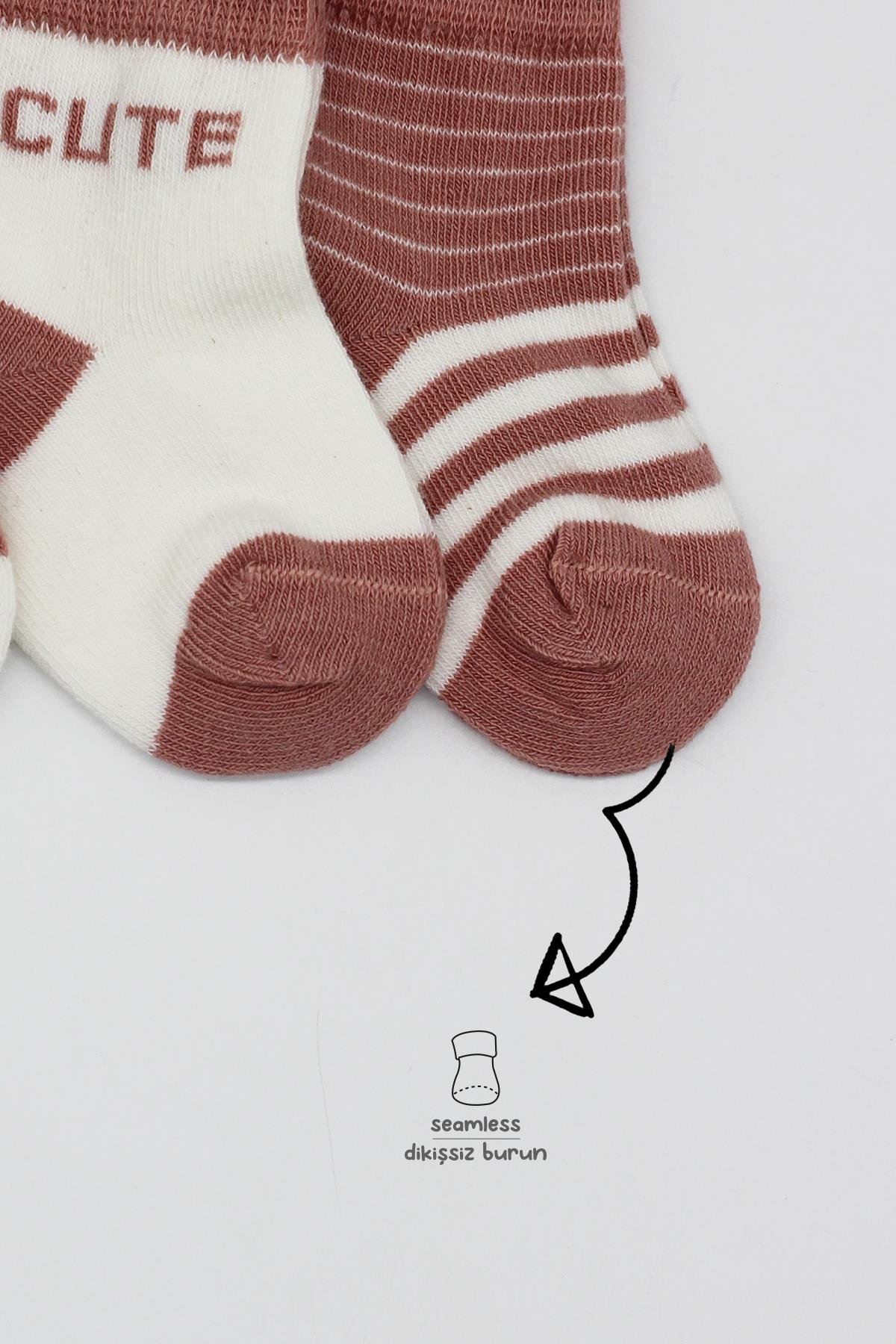 ÇORAPBistyleBistyle Organik Dikişsiz 3lü Cute Stars Penye Soket Bebek Çorap 0-3 Ay