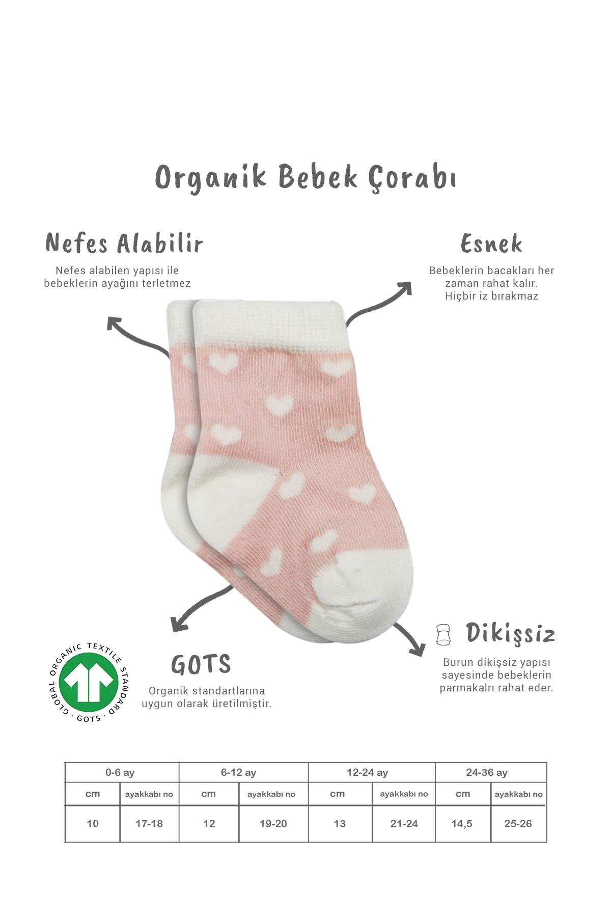 Soket ÇorapBistyleBistyle Organik Dikişsiz 3lü Cute Stars Penye Soket Bebek Çorap 0-3 Ay