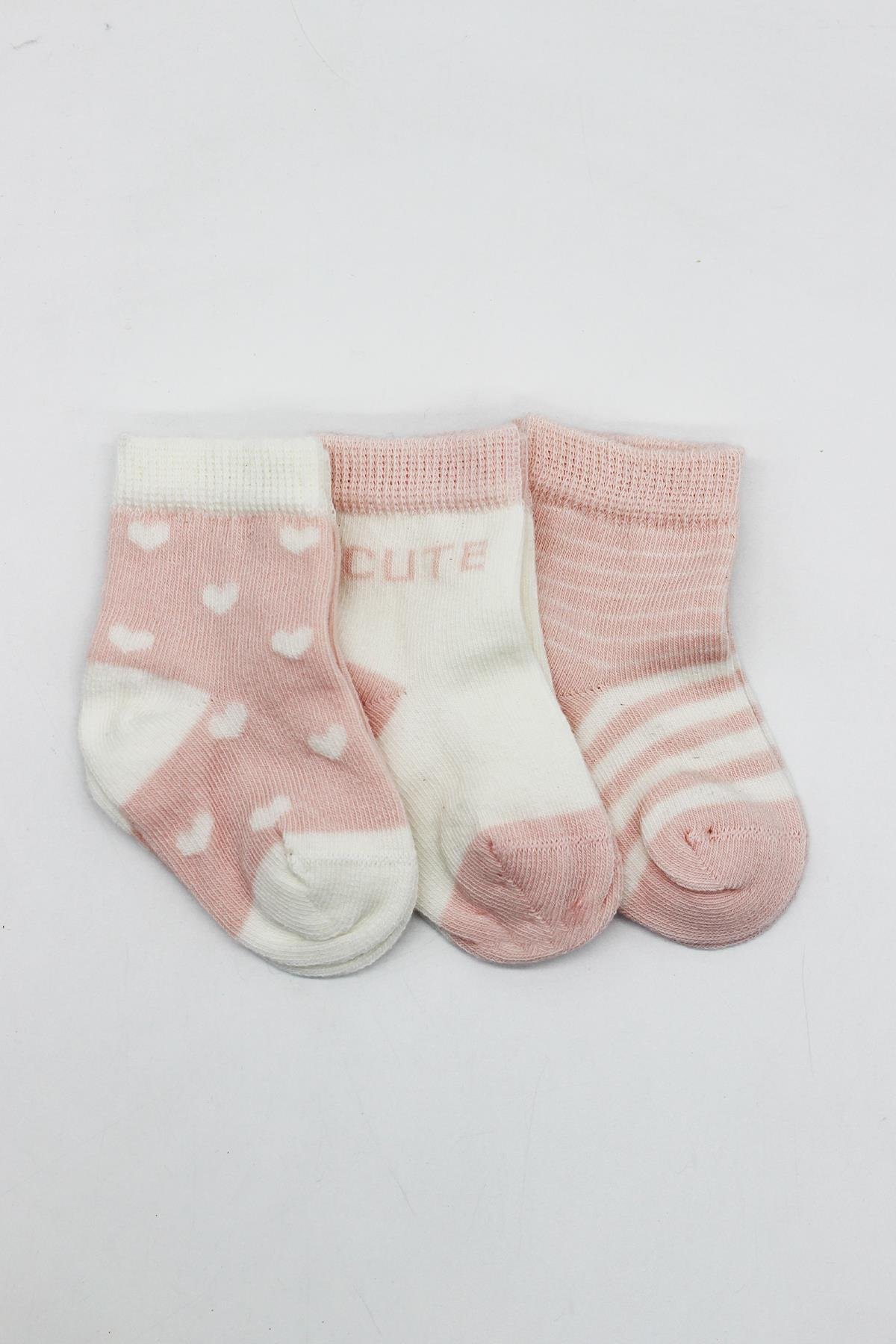 ÇORAPBistyleBistyle Organik Dikişsiz 3lü Cute Stars Penye Soket Bebek Çorap 0-3 Ay
