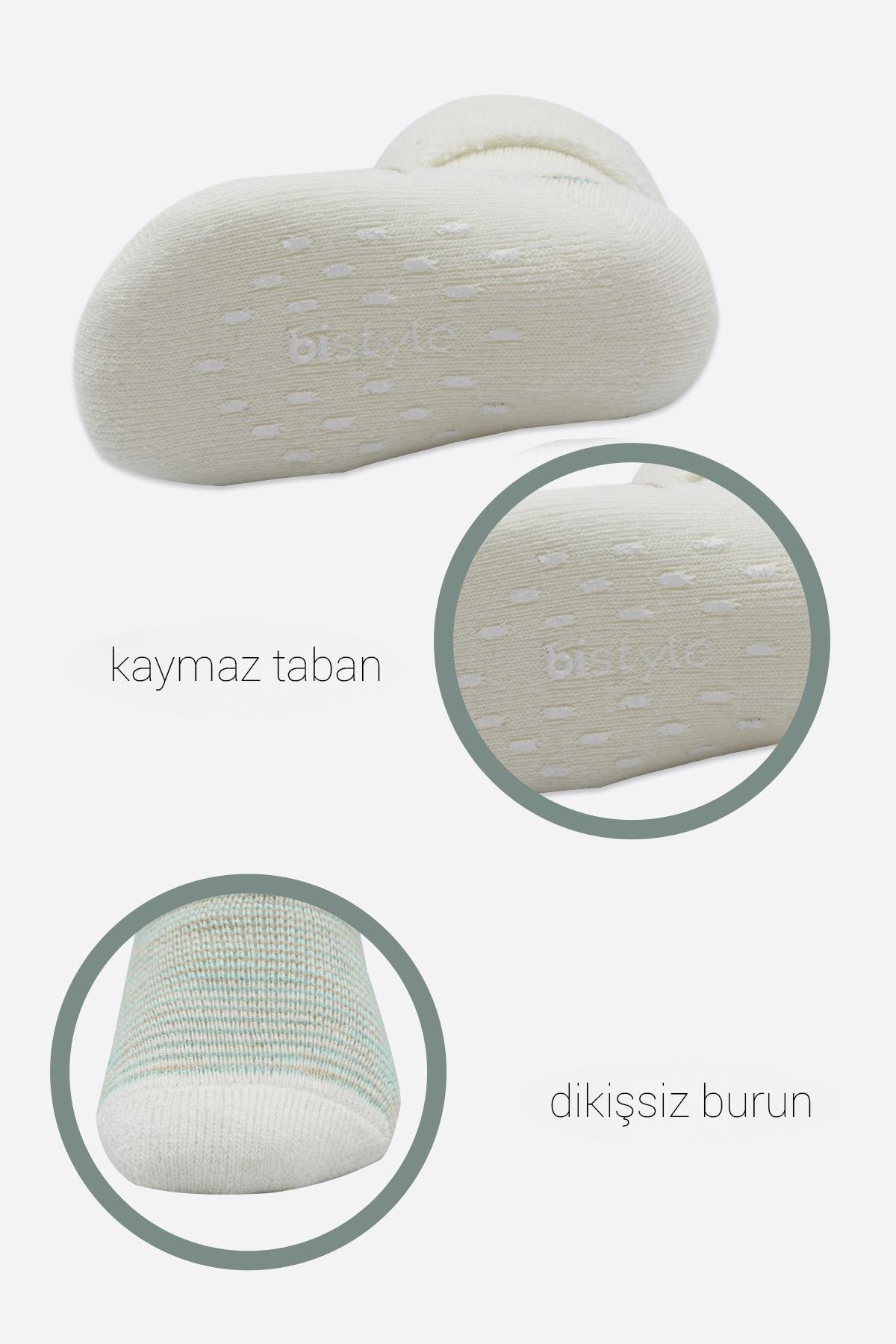 ÇORAPBistyleBistyle Organik Dikişsiz 2li Puan Çember Kaymaz Havlu Soket Bebek Çorap