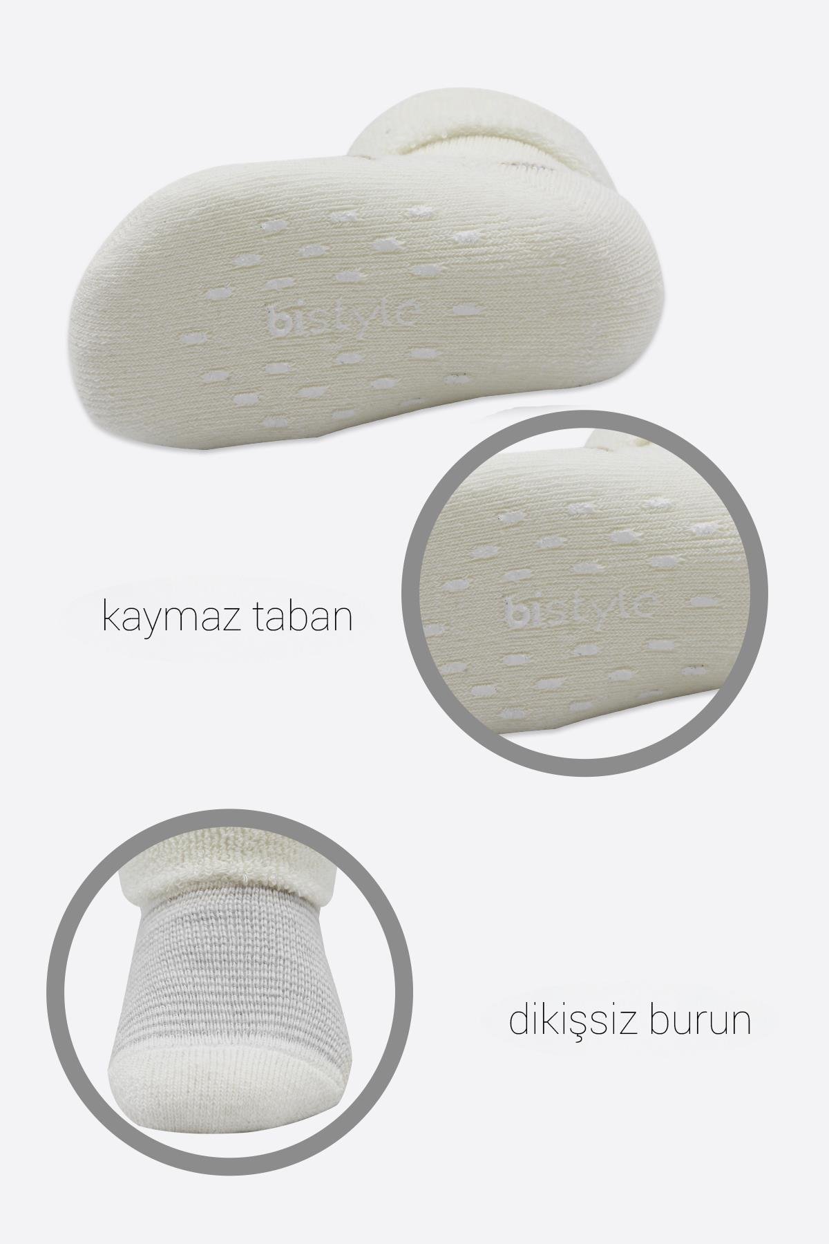 ÇORAPBistyleBistyle Organik Dikişsiz 2li Puan Çember Kaymaz Havlu Soket Bebek Çorap