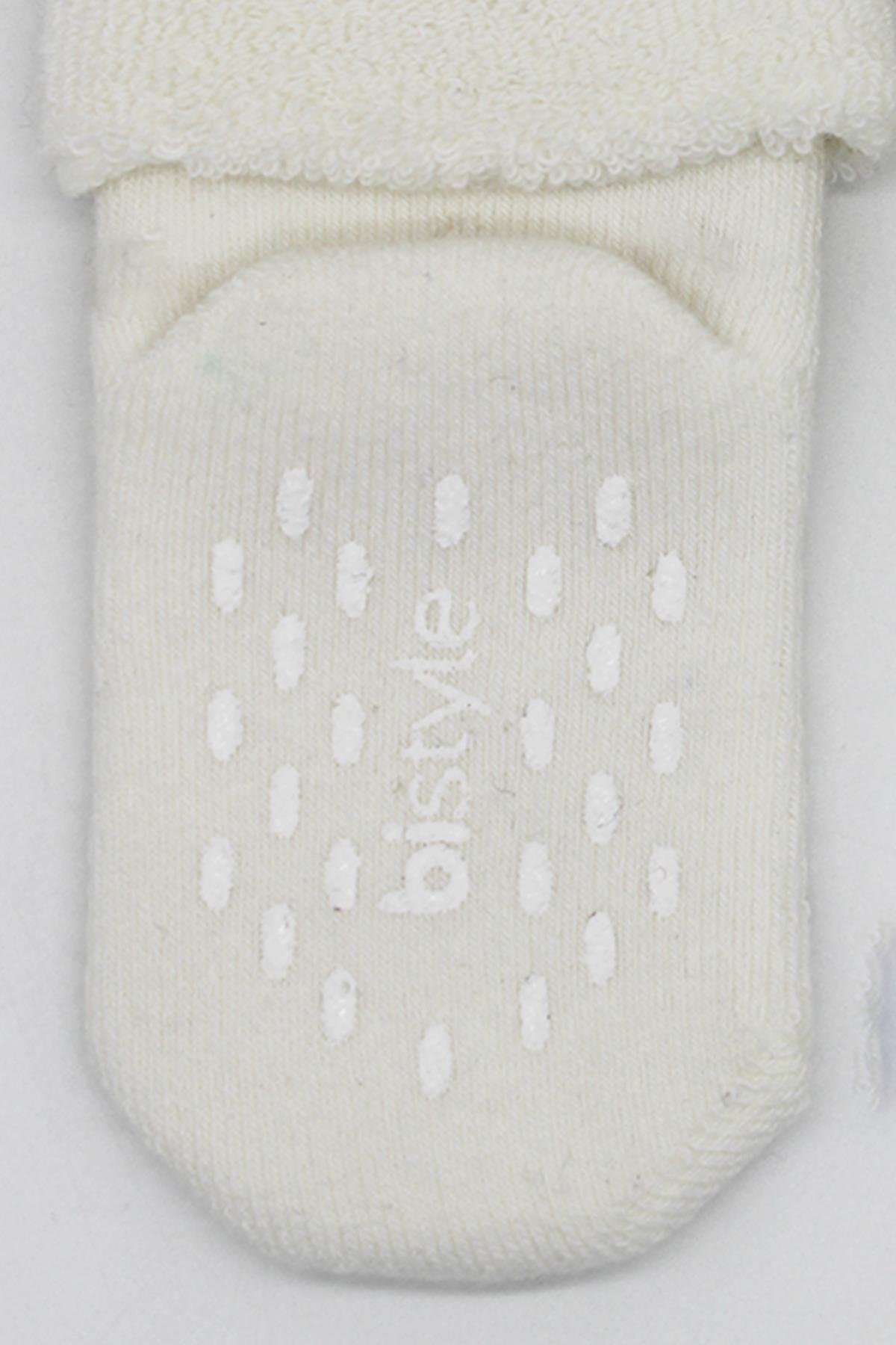 ÇORAPBistyleBistyle Organik Dikişsiz 2li Puan Çember Kaymaz Havlu Soket Bebek Çorap