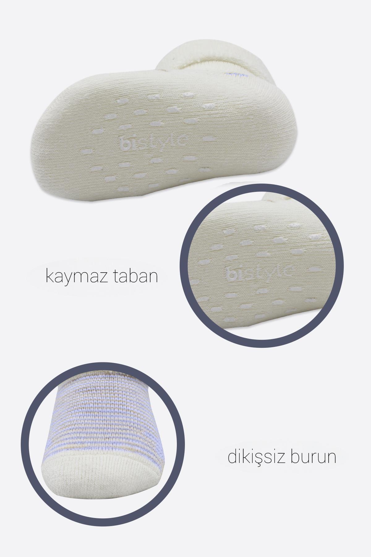 ÇORAPBistyleBistyle Organik Dikişsiz 2li Puan Çember Kaymaz Havlu Soket Bebek Çorap