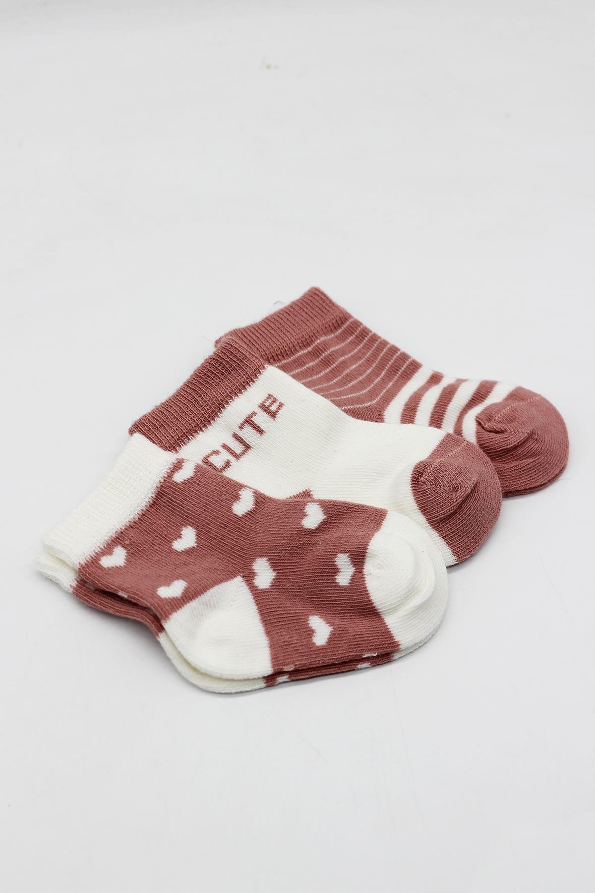 ÇORAPBistyleBistyle Organik Dikişsiz 3lü Cute Stars Penye Soket Bebek Çorap 0-3 Ay
