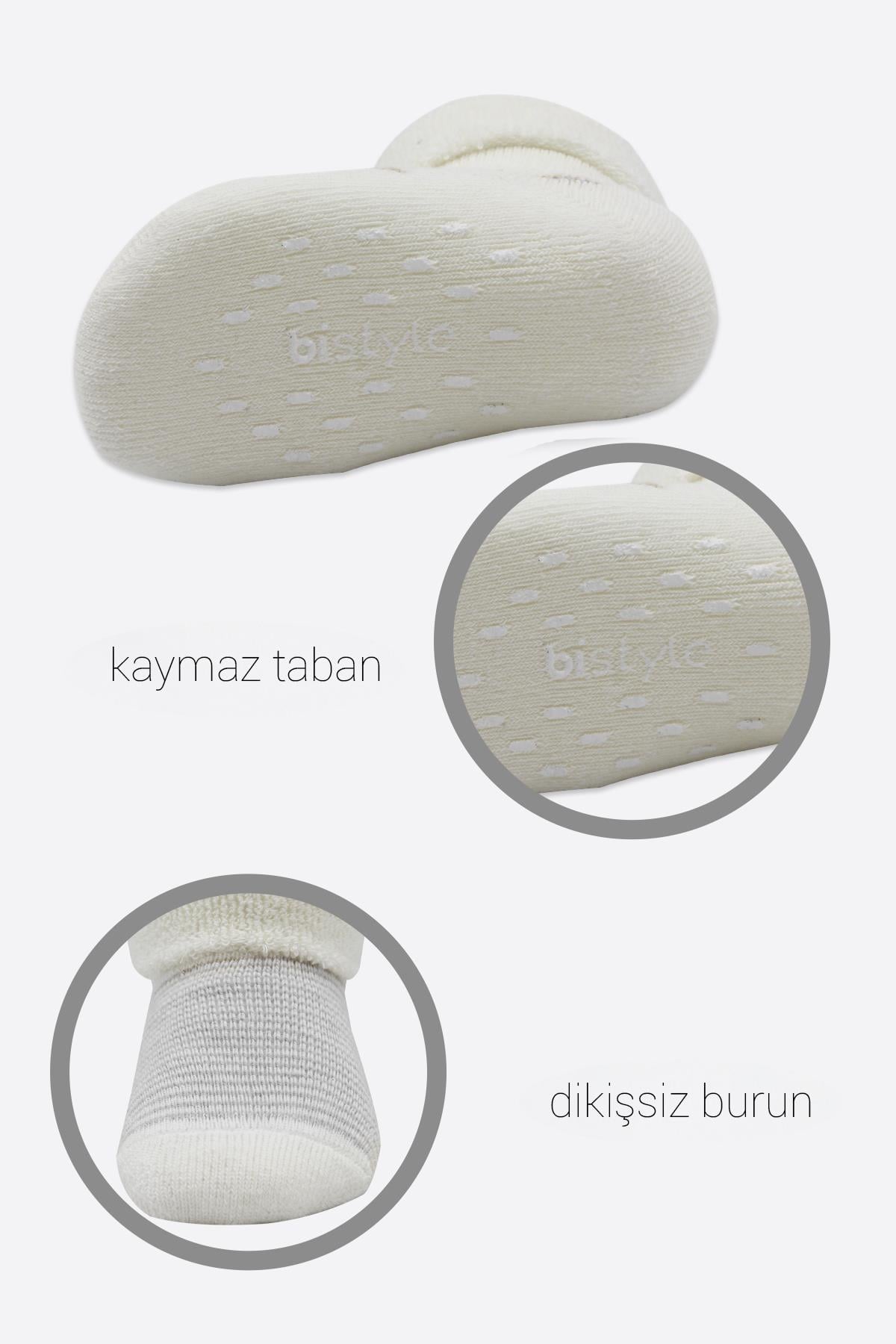 ÇORAPBistyleBistyle Organik Dikişsiz 2li Puan Çember Kaymaz Havlu Soket Bebek Çorap