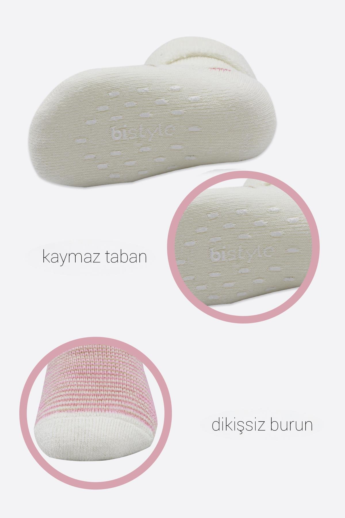 ÇORAPBistyleBistyle Organik Dikişsiz 2li Puan Çember Kaymaz Havlu Soket Bebek Çorap
