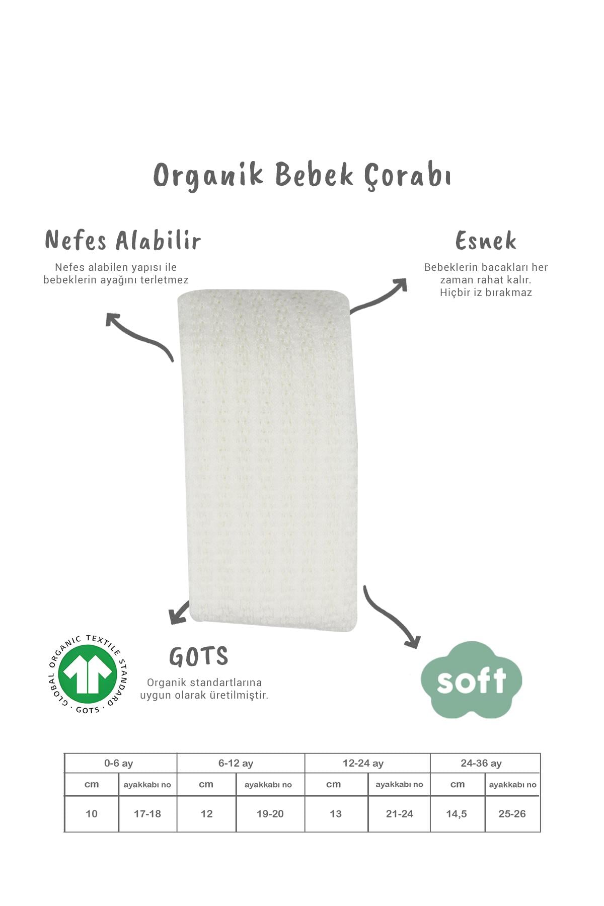 Külotlu ÇorapBistyleBistyle Organik Kız Bebek Çocuk Soft Zincir Kabartma Desen Penye Külotlu Çorap