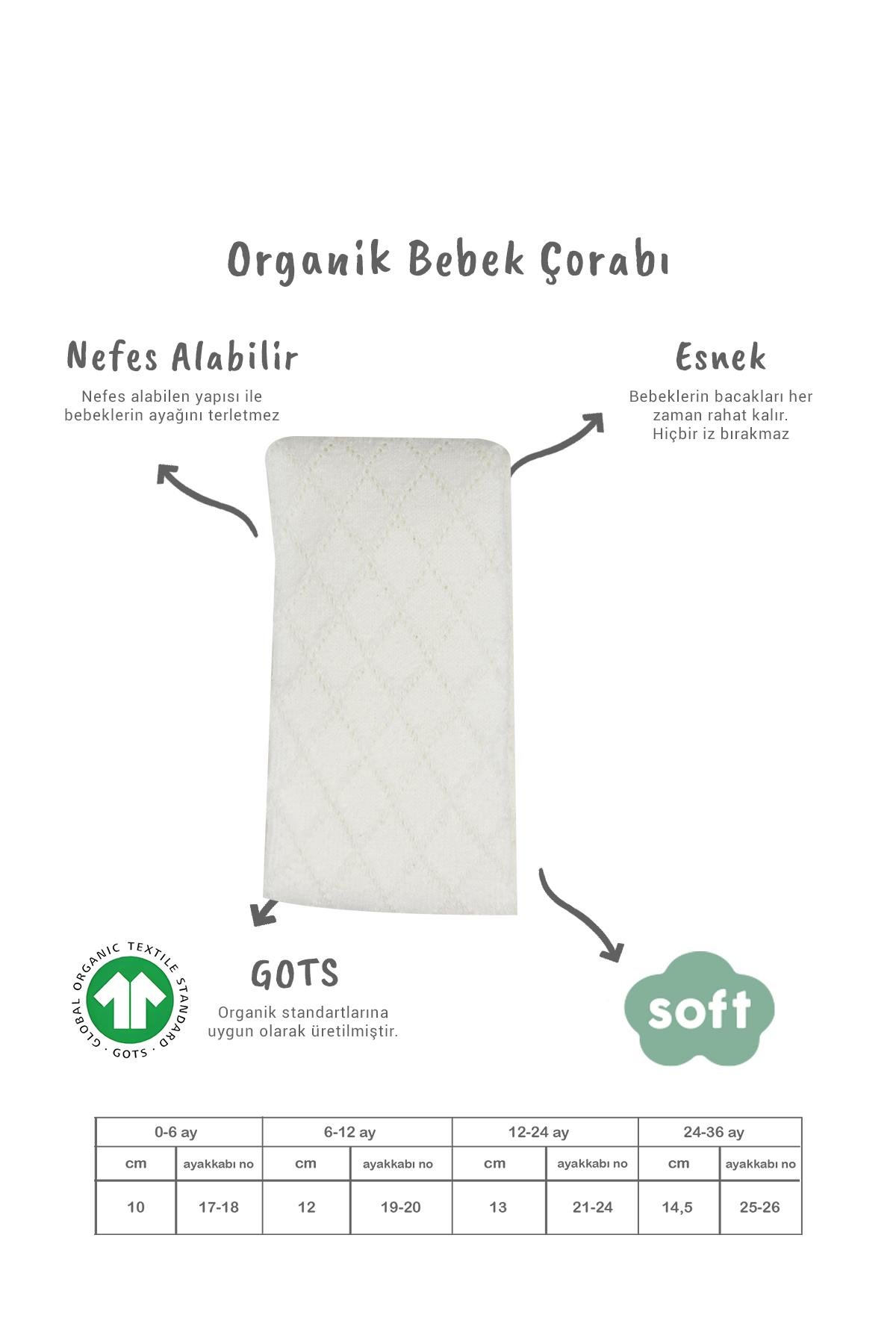 Külotlu ÇorapBistyleBistyle Organik Kız Bebek Çocuk Soft Ekose Kabartma Desen Penye Külotlu Çorap