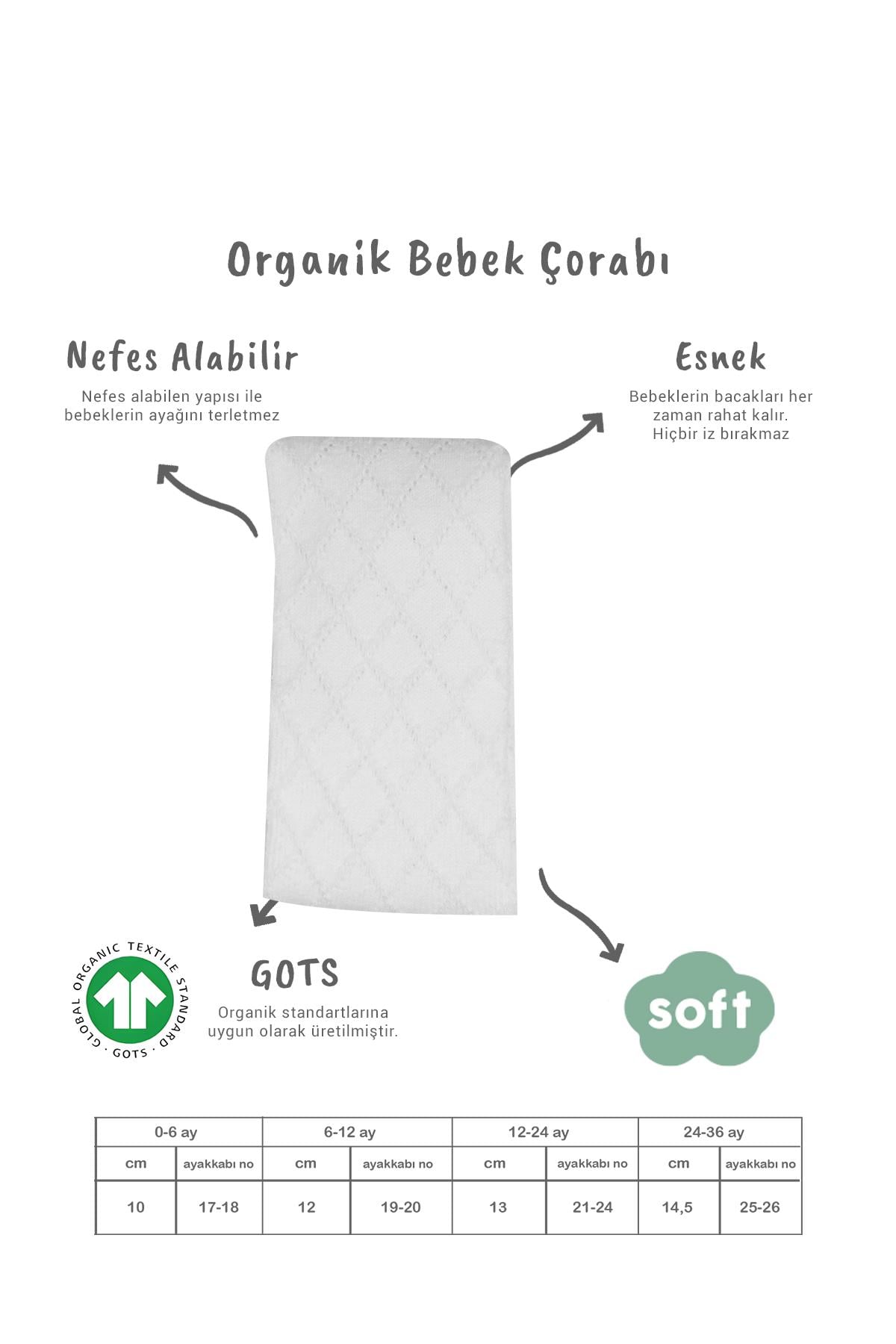 Külotlu ÇorapBistyleBistyle Organik Kız Bebek Çocuk Soft Ekose Kabartma Desen Penye Külotlu Çorap