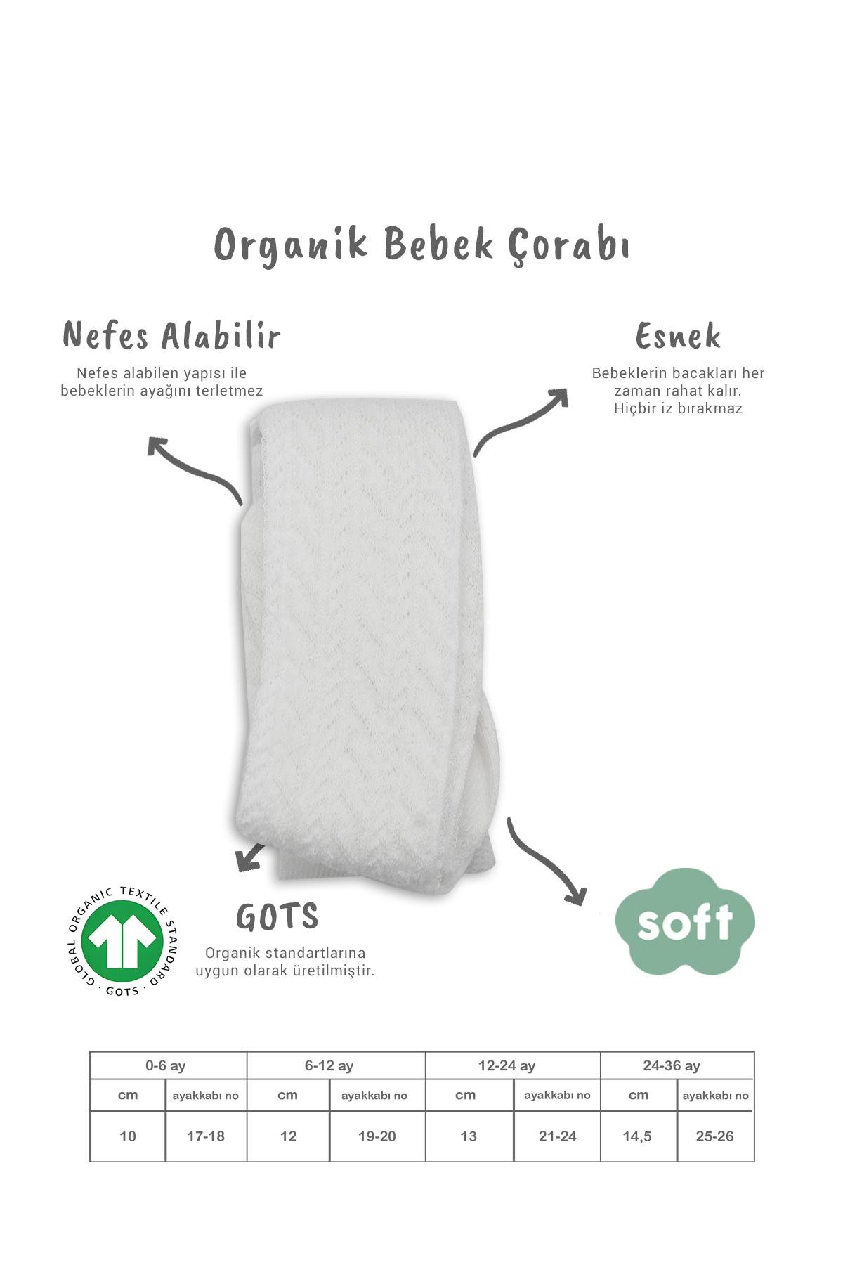 Külotlu ÇorapBistyleBistyle Organik Kız Bebek Çocuk Soft Zikzak Kabartma Desen Penye Külotlu Çorap