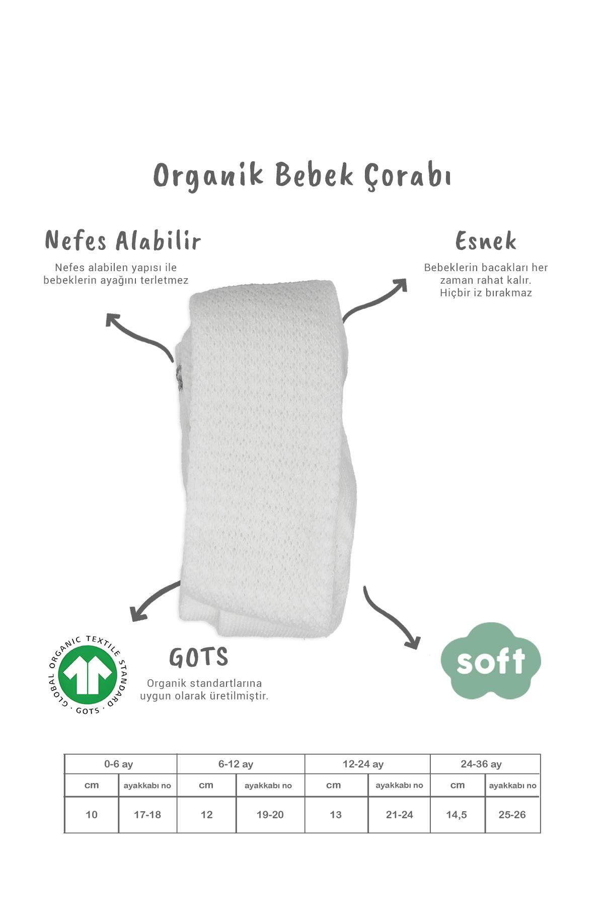 Külotlu ÇorapBistyleBistyle Organik Kız Bebek Çocuk Soft Pirinç Kabartma Desen Penye Külotlu Çorap