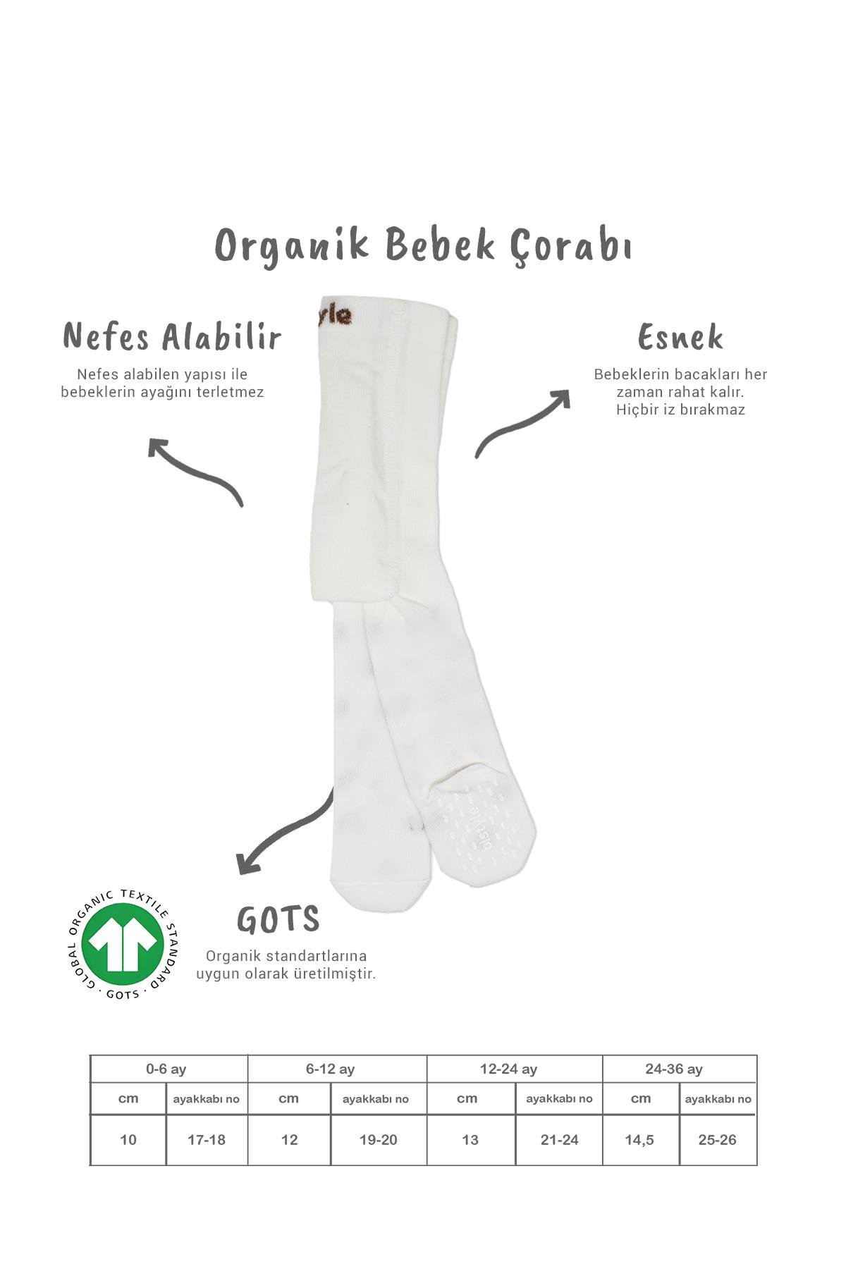 Külotlu ÇorapBistyleBistyle Organik Kız Erkek Bebek Çocuk Penye Külotlu Çorap Kaymaz Basic