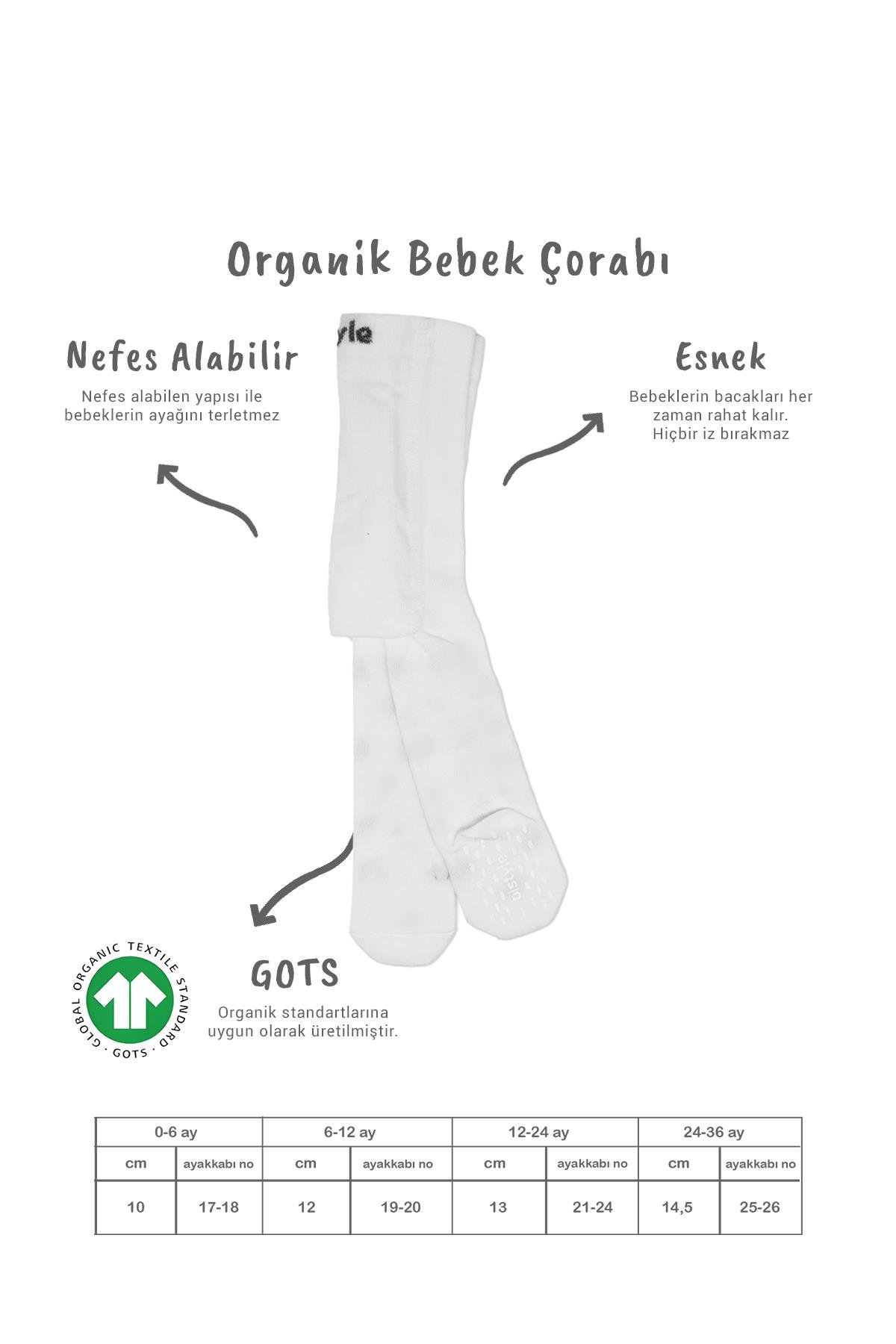 Külotlu ÇorapBistyleBistyle Organik Kız Erkek Bebek Çocuk Penye Külotlu Çorap Kaymaz Basic