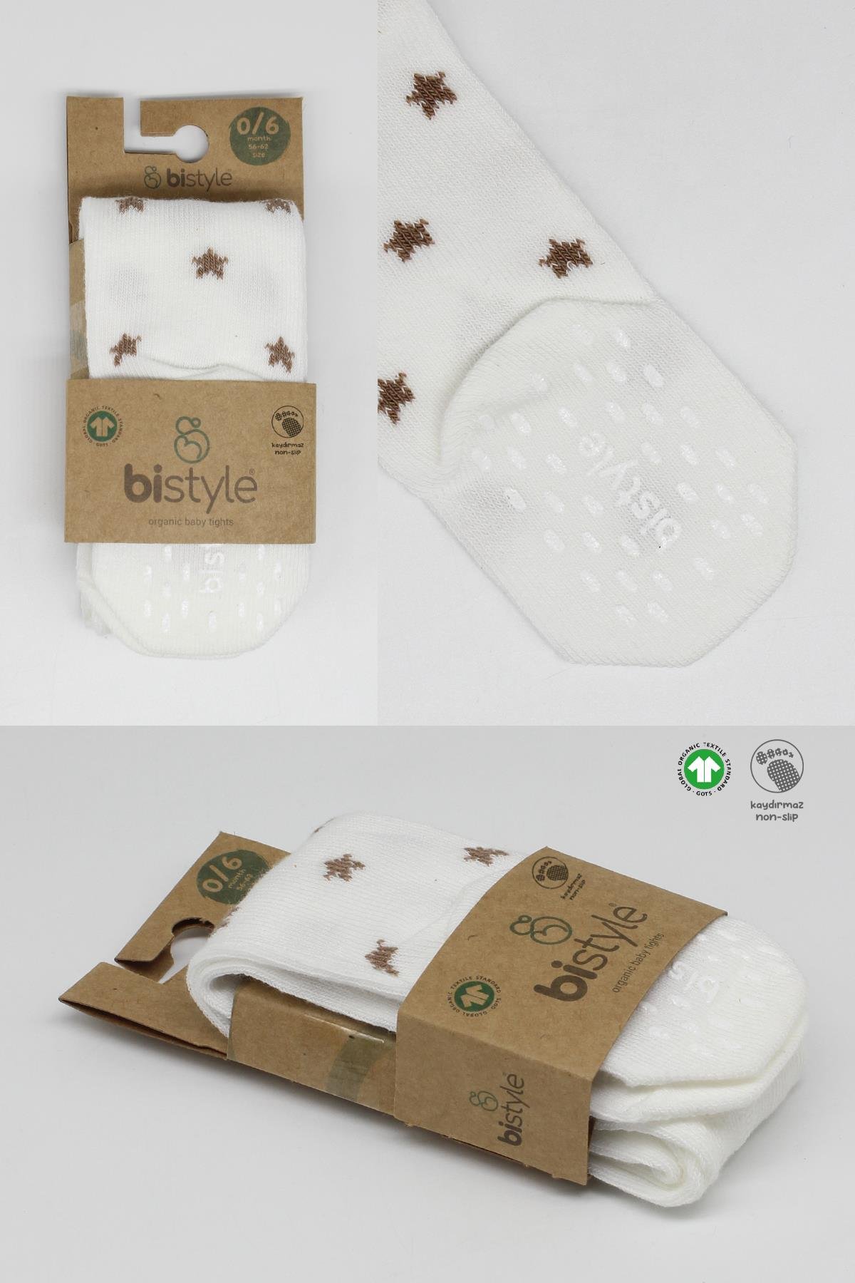 Külotlu ÇorapBistyleBistyle Organik Kız Erkek Bebek Çocuk Penye Külotlu Çorap Kaymaz Stars