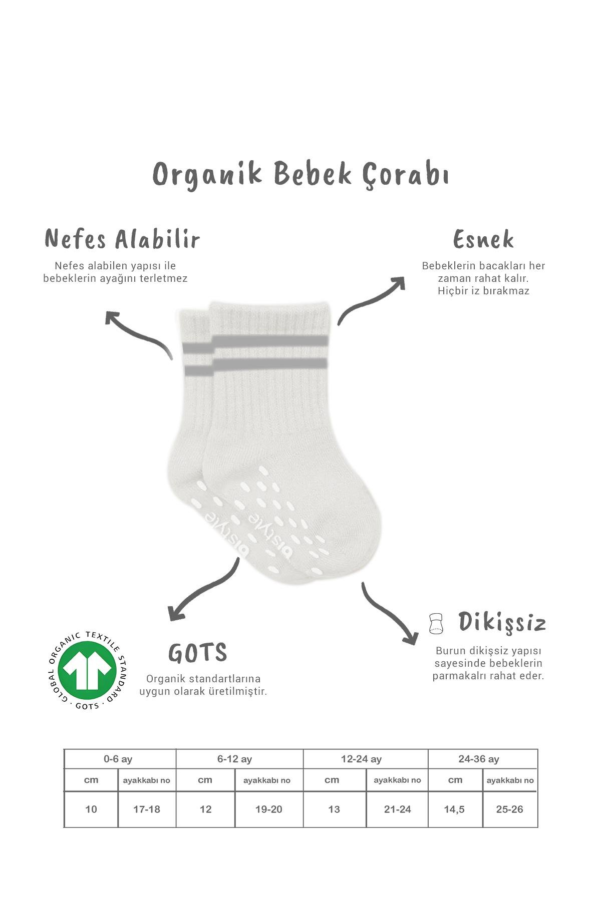 Soket ÇorapBistyleBistyle Organik Kız Erkek Bebek Çocuk 5li Çemberli Kaymaz Penye Soket Kutulu