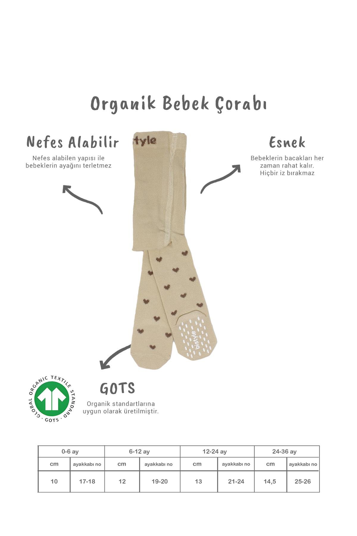 Külotlu ÇorapBistyleBistyle Organik Kız Erkek Bebek Çocuk Penye Külotlu Çorap Kaymaz Love