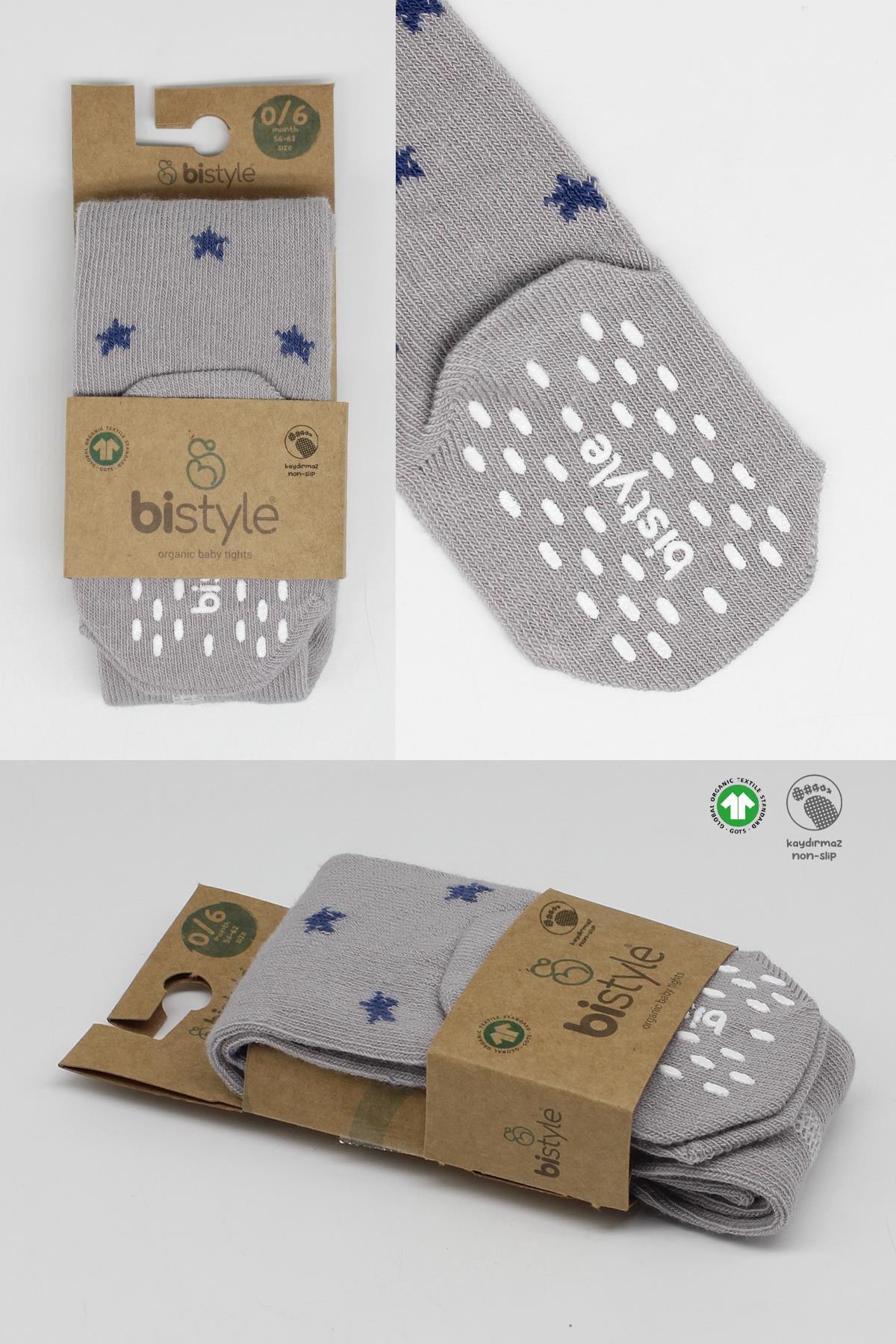 Külotlu ÇorapBistyleBistyle Organik Kız Erkek Bebek Çocuk Penye Külotlu Çorap Kaymaz Stars