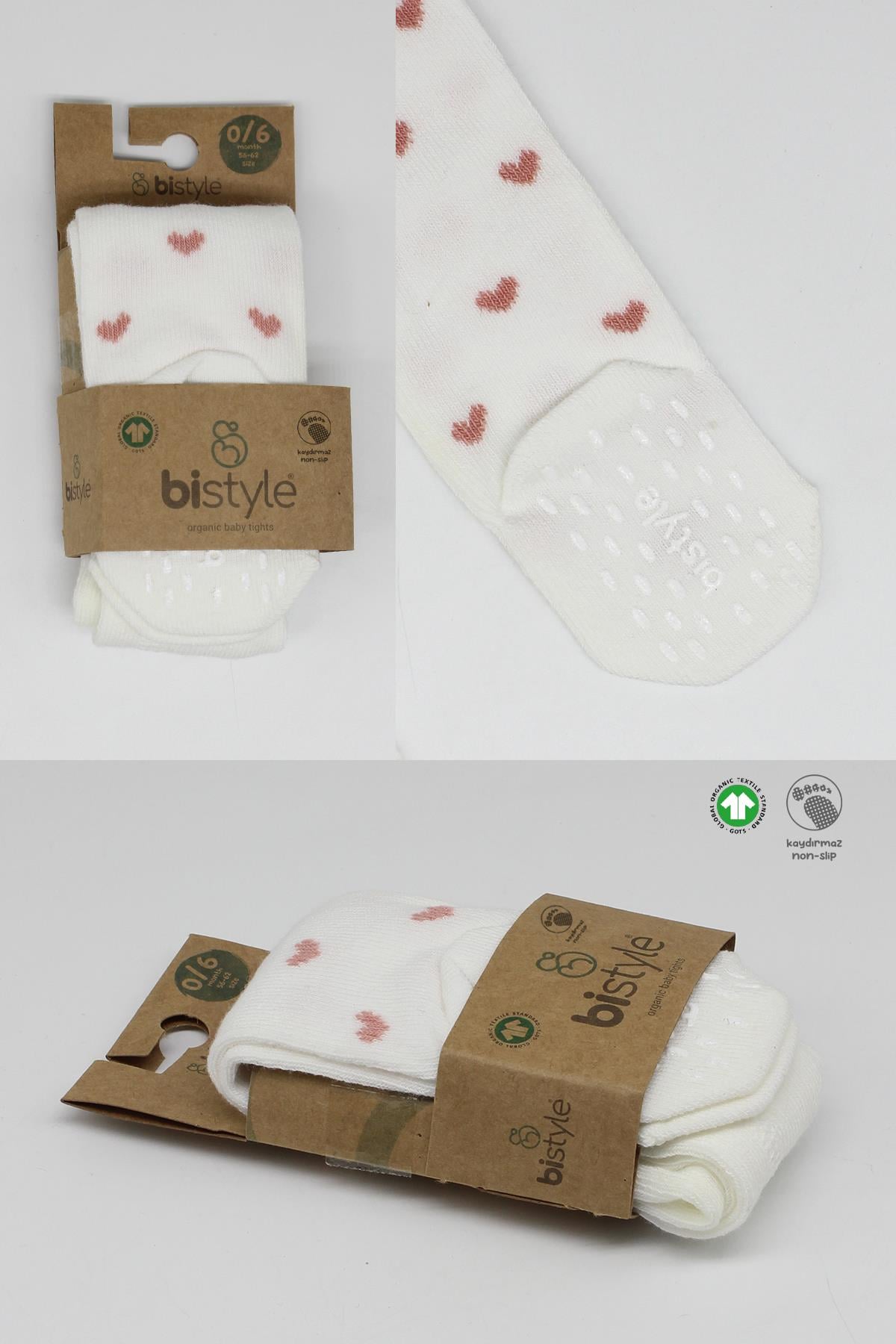 Külotlu ÇorapBistyleBistyle Organik Kız Erkek Bebek Çocuk Penye Külotlu Çorap Kaymaz Love