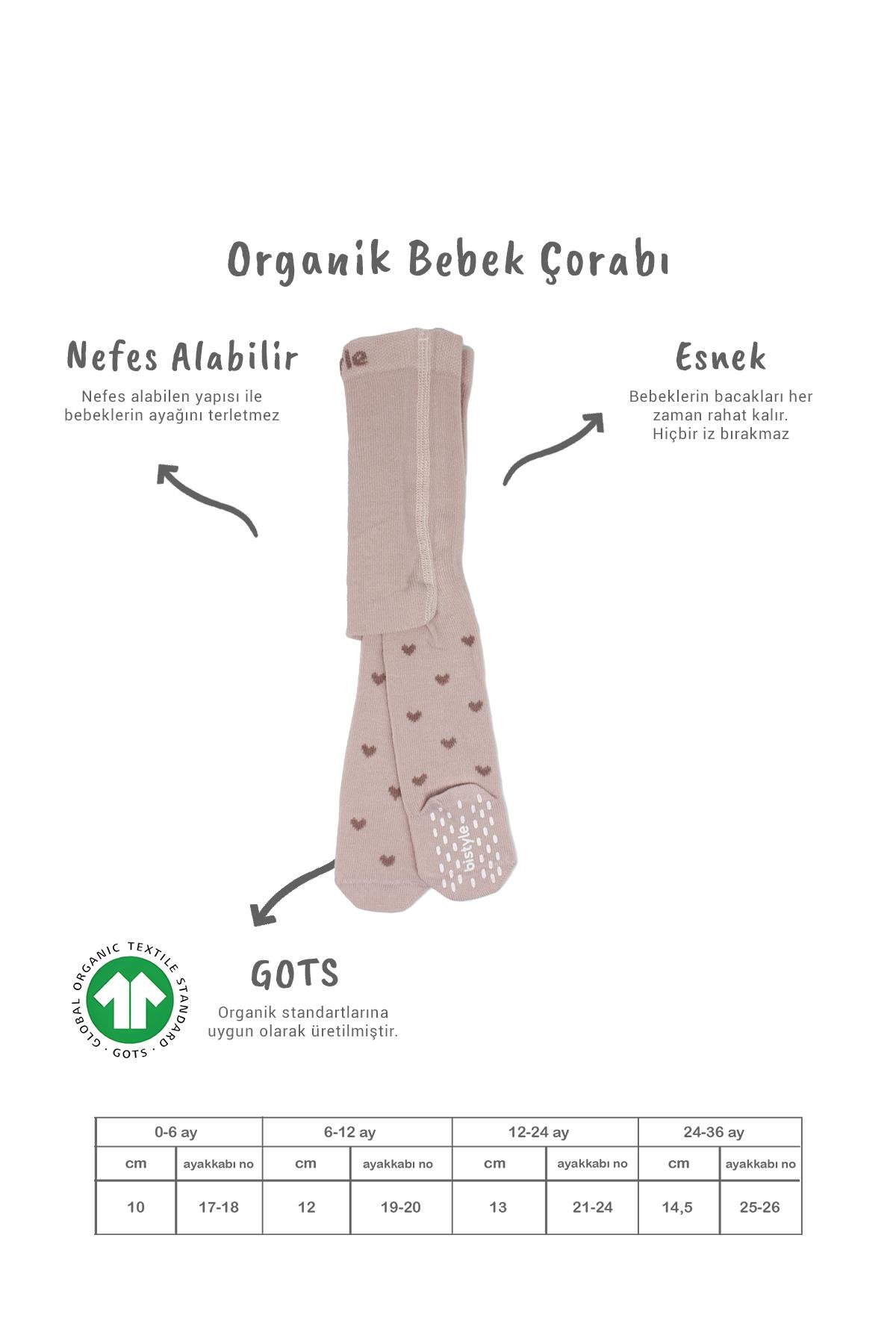Külotlu ÇorapBistyleBistyle Organik Kız Erkek Bebek Çocuk Penye Külotlu Çorap Kaymaz Love