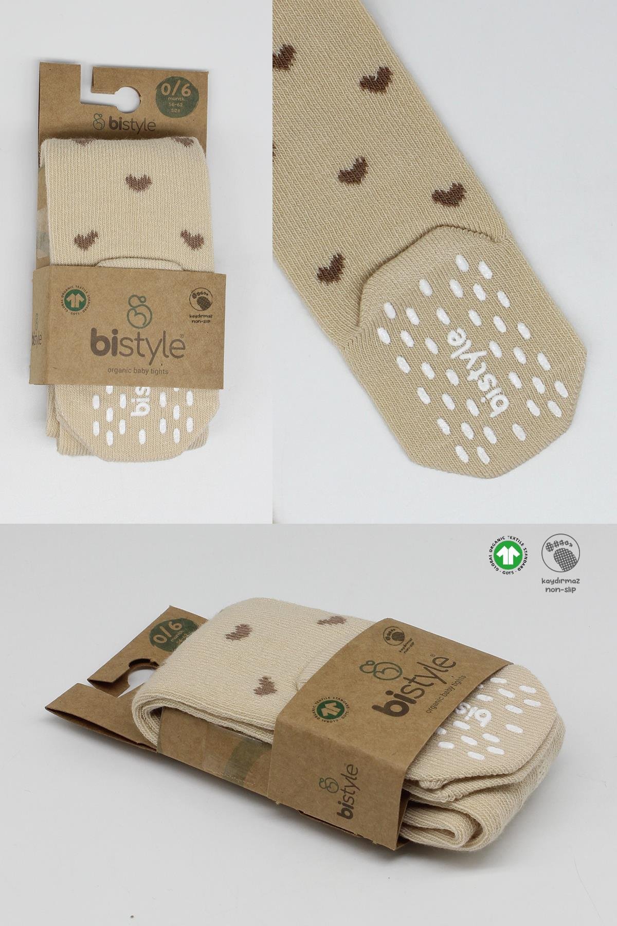 Külotlu ÇorapBistyleBistyle Organik Kız Erkek Bebek Çocuk Penye Külotlu Çorap Kaymaz Love