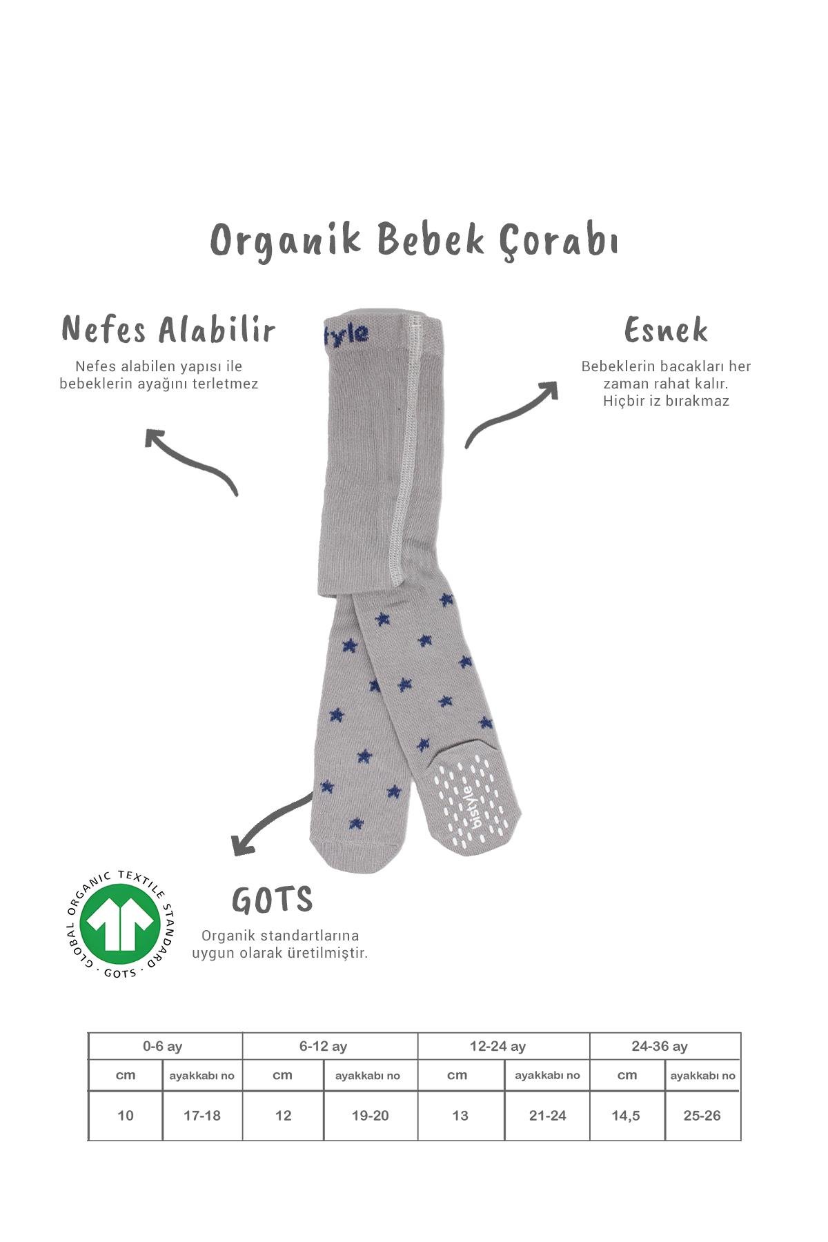 Külotlu ÇorapBistyleBistyle Organik Kız Erkek Bebek Çocuk Penye Külotlu Çorap Kaymaz Stars