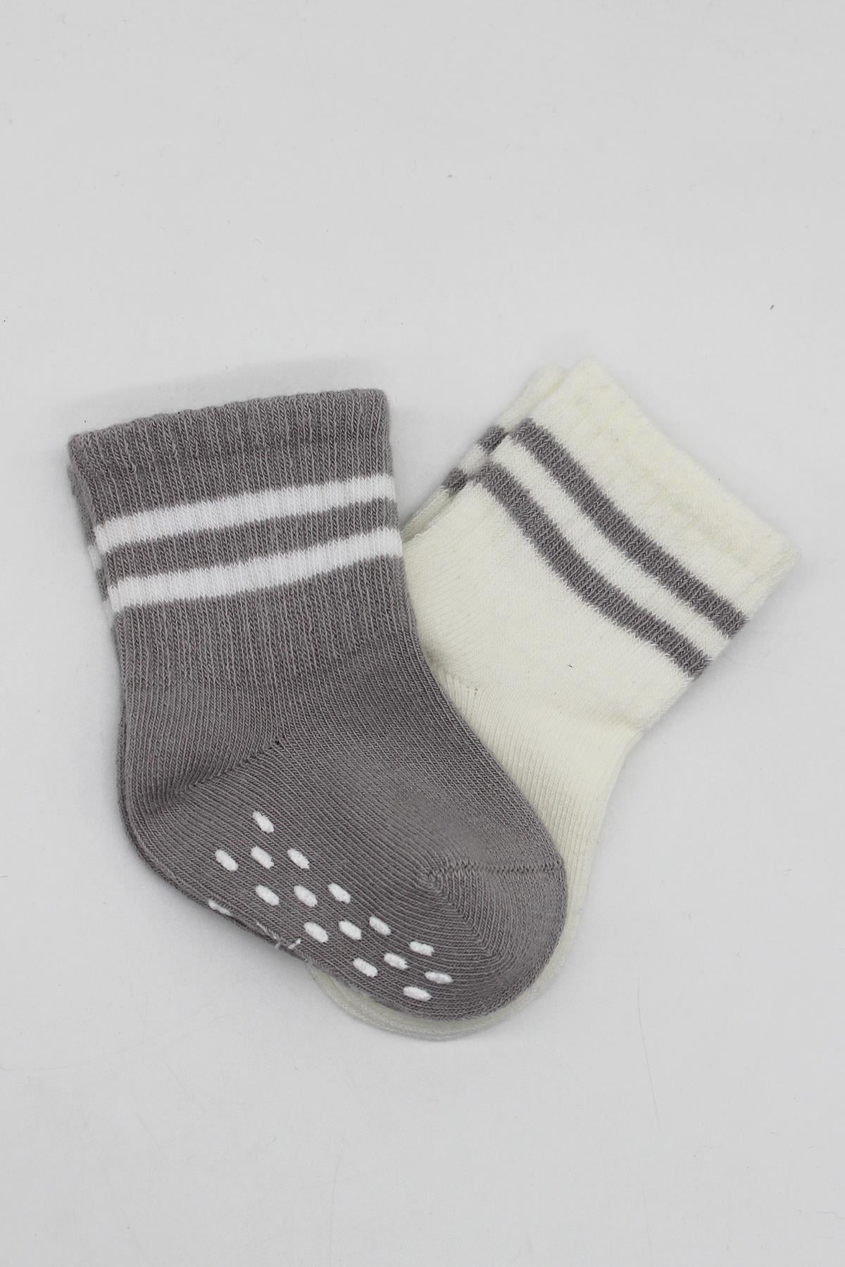 ÇORAPBistyleBistyle Organik Kız Erkek Bebek Çocuk 2li Çemberli Kaymaz Penye Soket Çorap