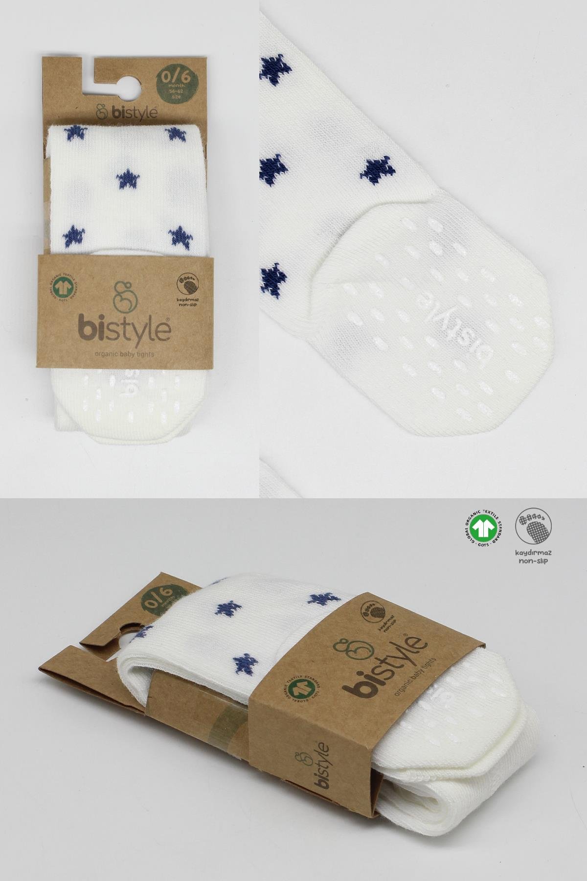 Külotlu ÇorapBistyleBistyle Organik Kız Erkek Bebek Çocuk Penye Külotlu Çorap Kaymaz Stars
