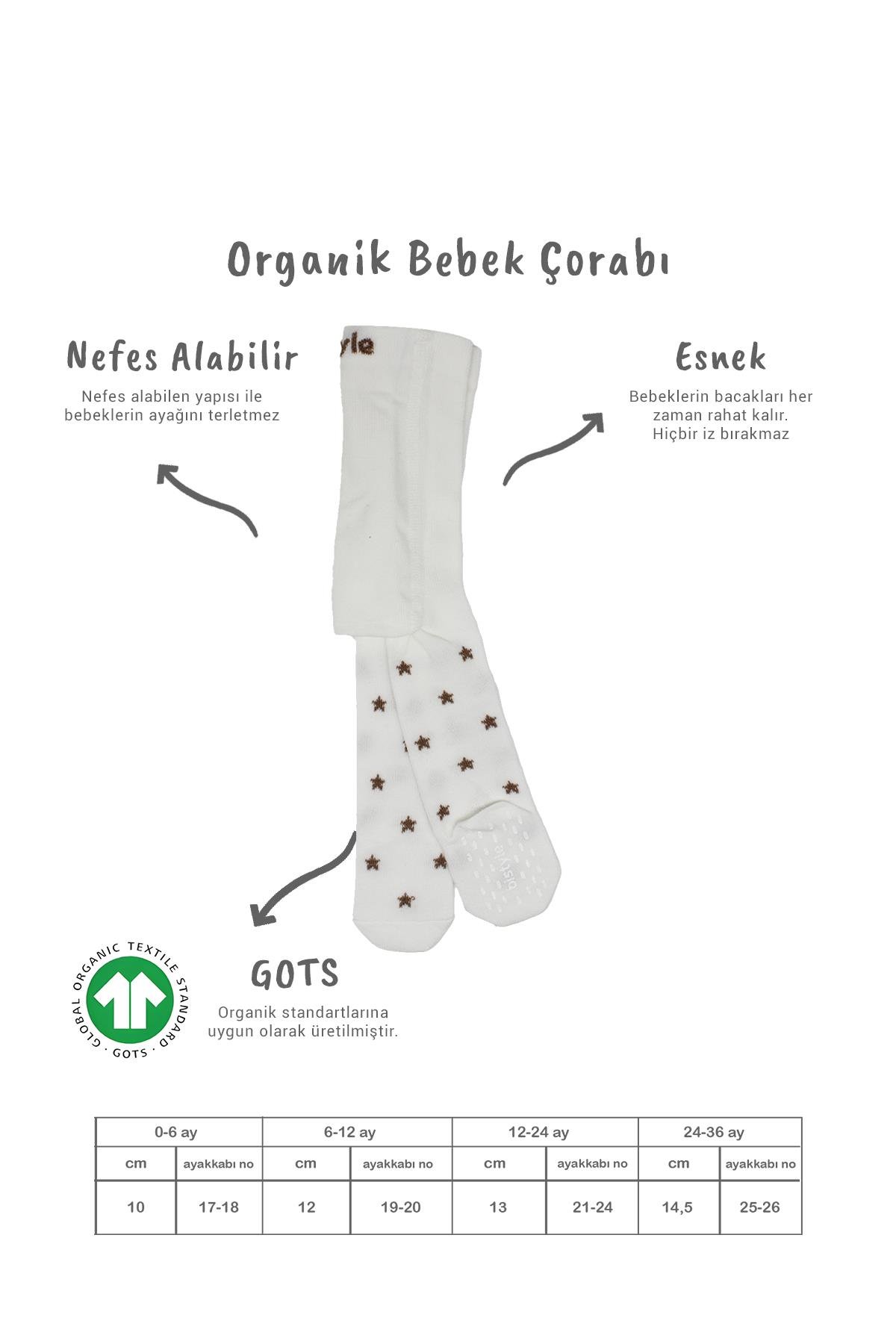 Külotlu ÇorapBistyleBistyle Organik Kız Erkek Bebek Çocuk Penye Külotlu Çorap Kaymaz Stars