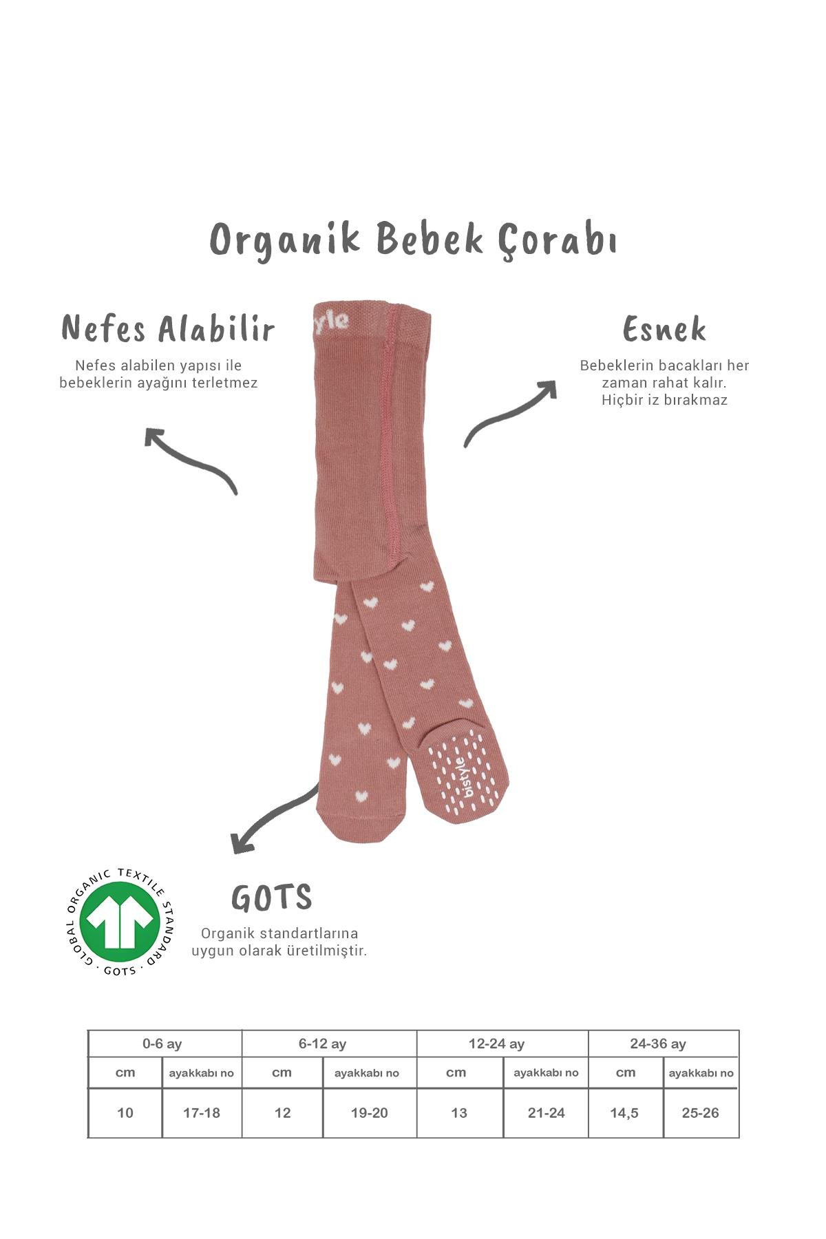 Külotlu ÇorapBistyleBistyle Organik Kız Erkek Bebek Çocuk Penye Külotlu Çorap Kaymaz Love