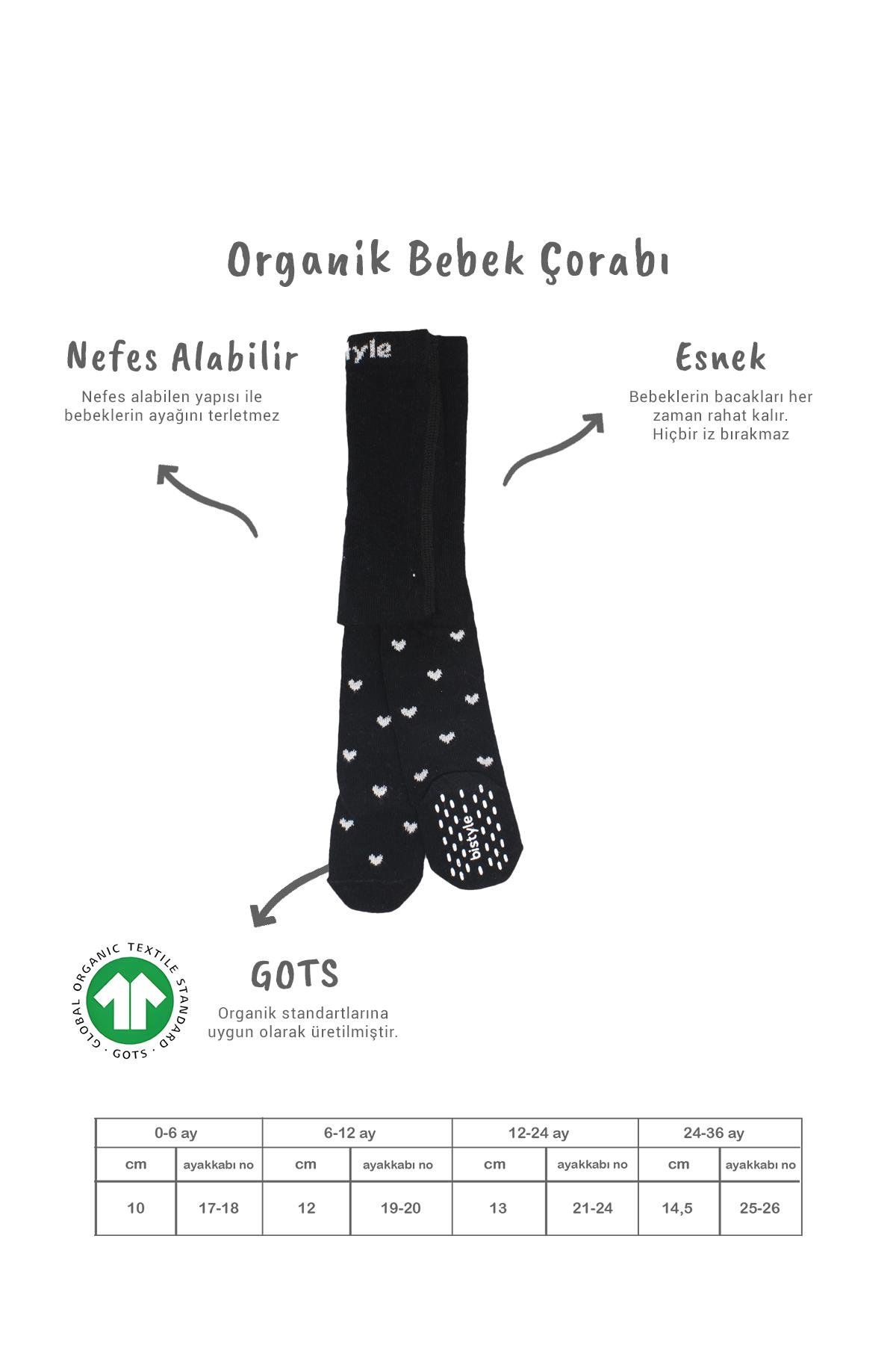 Külotlu ÇorapBistyleBistyle Organik Kız Erkek Bebek Çocuk Penye Külotlu Çorap Kaymaz Love