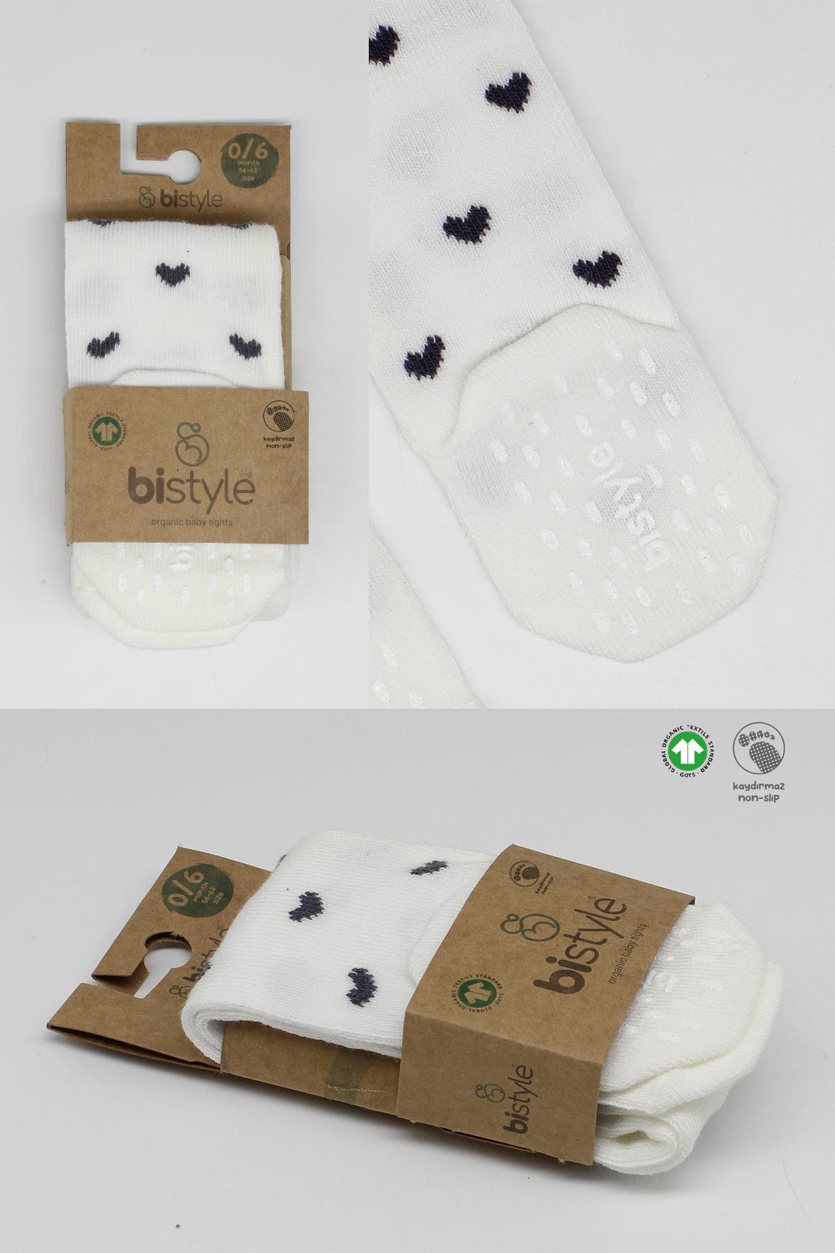 Külotlu ÇorapBistyleBistyle Organik Kız Erkek Bebek Çocuk Penye Külotlu Çorap Kaymaz Love
