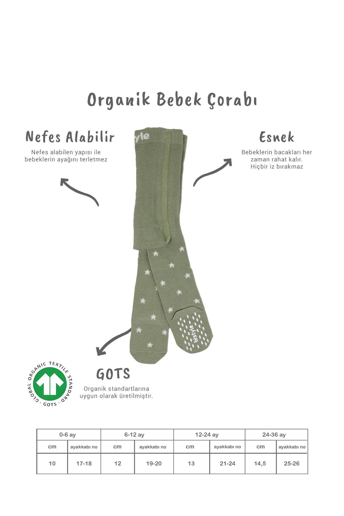 Külotlu ÇorapBistyleBistyle Organik Kız Erkek Bebek Çocuk Penye Külotlu Çorap Kaymaz Stars