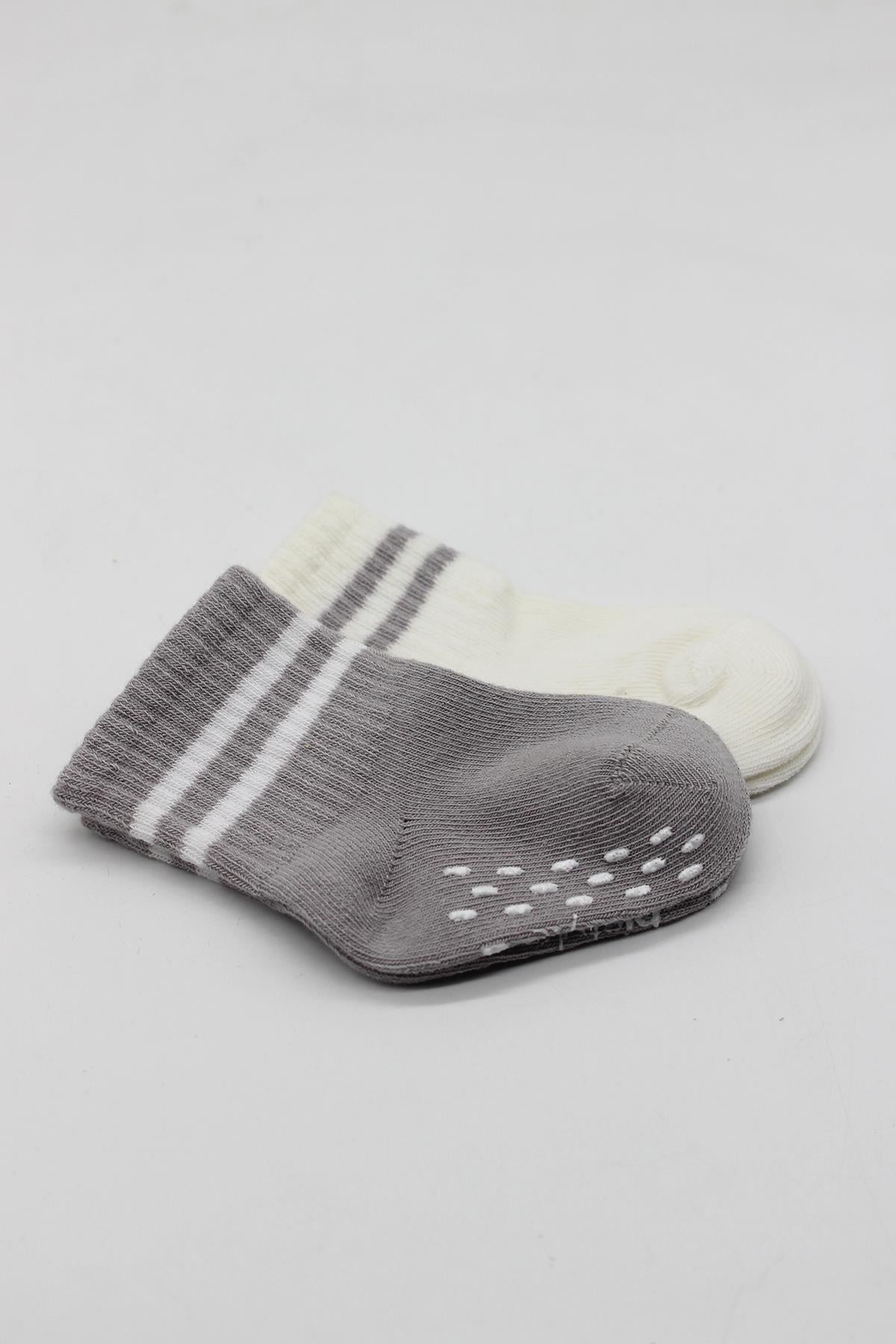 ÇORAPBistyleBistyle Organik Kız Erkek Bebek Çocuk 2li Çemberli Kaymaz Penye Soket Çorap
