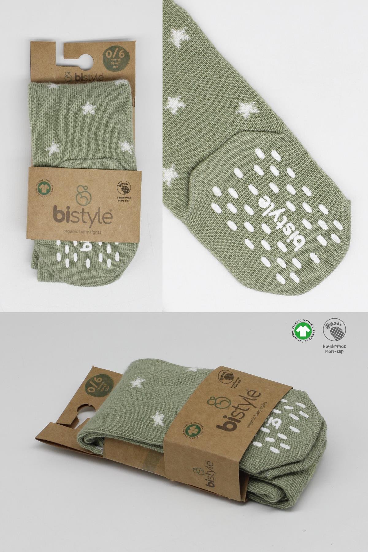 Külotlu ÇorapBistyleBistyle Organik Kız Erkek Bebek Çocuk Penye Külotlu Çorap Kaymaz Stars
