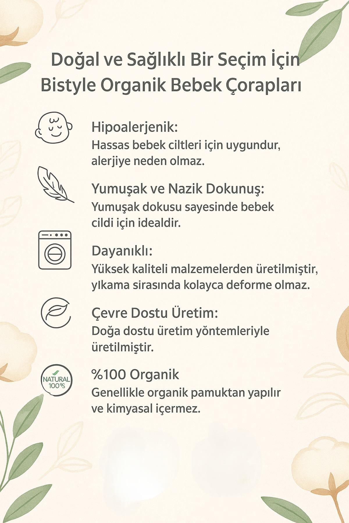 Külotlu ÇorapBistyleBistyle Organik Pamuk Bebek Külotlu Çorap / Düz Penye Külotlu Çorap / Yenidoğan Kız Erkek Çocuk Külotlu Çorap (Mavi)
