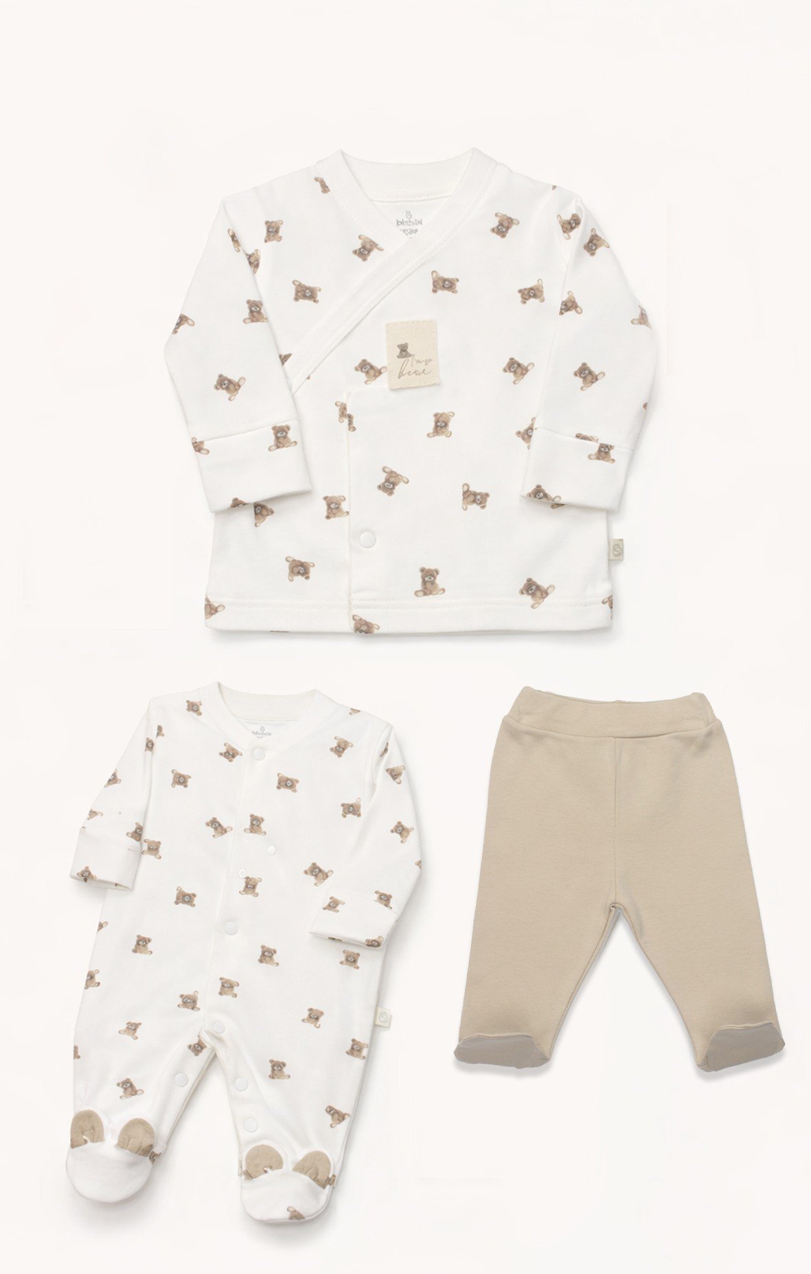 HASTANE ÇIKIŞI YENİDOĞANBistyleBistyle Yenidoğan %100 Organik Pamuk 10'lu Hastane Çıkışı / New So Bear Kız Erkek Unisex Bebek Seti