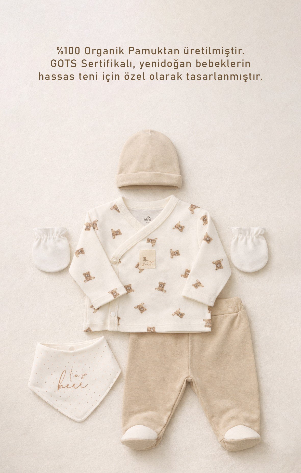HASTANE ÇIKIŞI YENİDOĞANBistyleBistyle Yenidoğan %100 Organik Pamuk 5'li Hastane Çıkışı / New So Bear Kız Erkek Unisex Bebek Seti