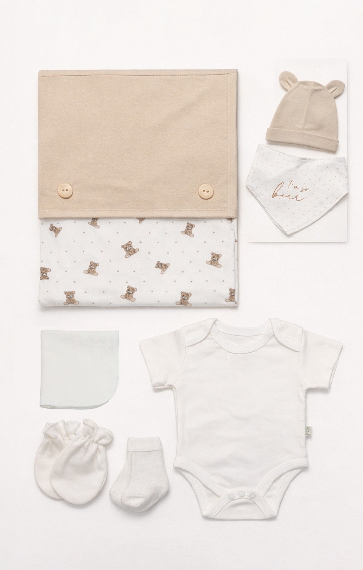 HASTANE ÇIKIŞI YENİDOĞANBistyleBistyle Yenidoğan %100 Organik Pamuk 10'lu Hastane Çıkışı / New So Bear Kız Erkek Unisex Bebek Seti