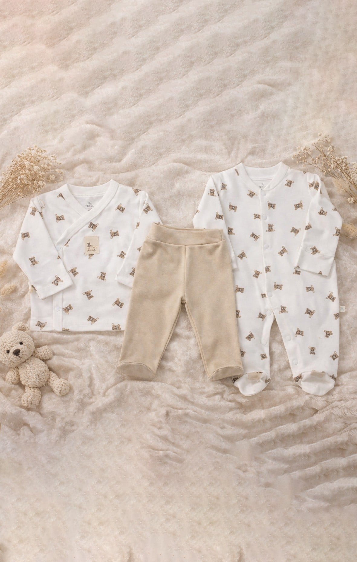 HASTANE ÇIKIŞI YENİDOĞANBistyleBistyle Yenidoğan %100 Organik Pamuk 10'lu Hastane Çıkışı / New So Bear Kız Erkek Unisex Bebek Seti