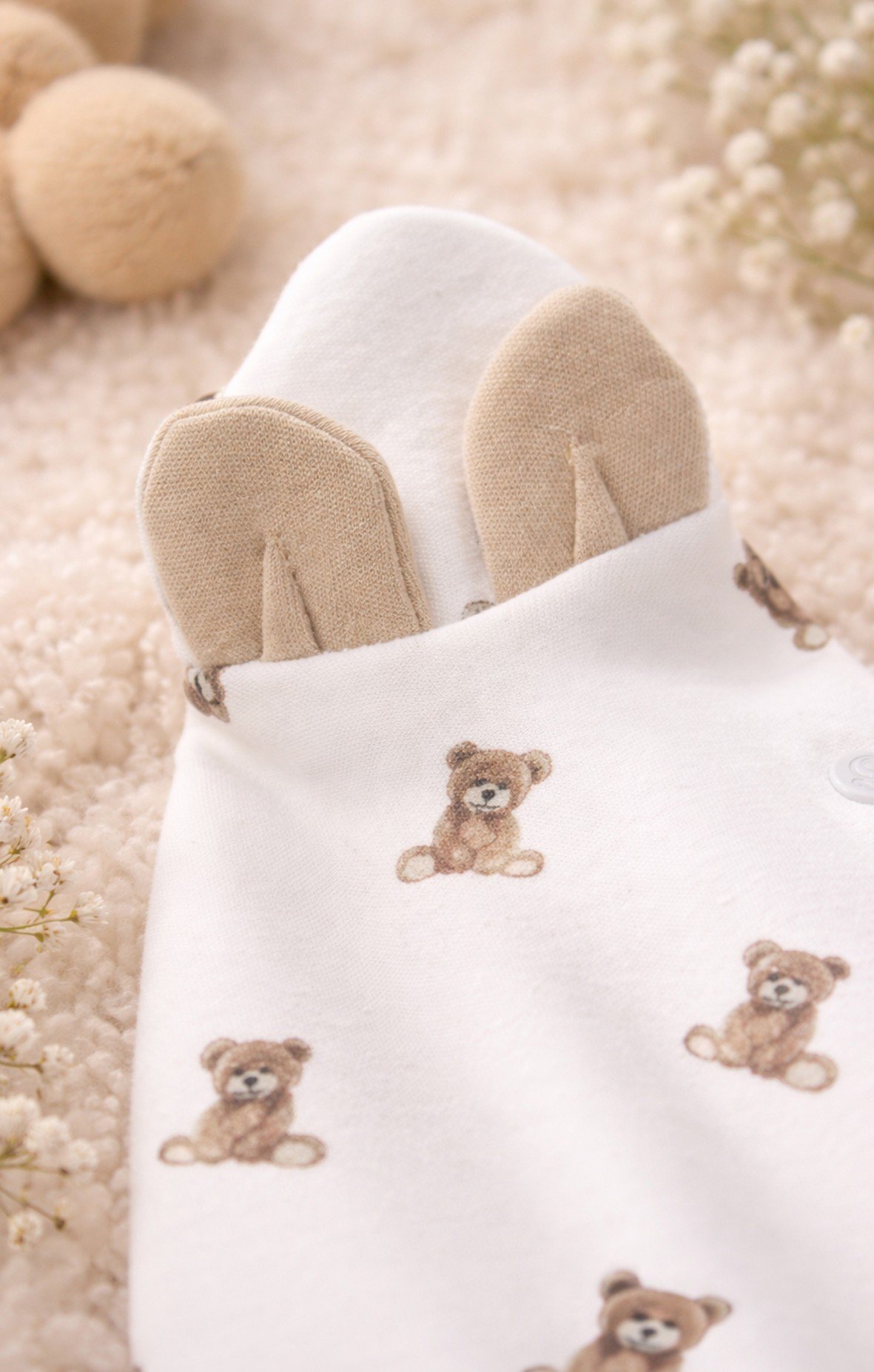 TulumBistyleBistyle Yenidoğan %100 Organik Pamuk Patikli Tulum / So Bear Kız Erkek Unisex Bebek Tulum