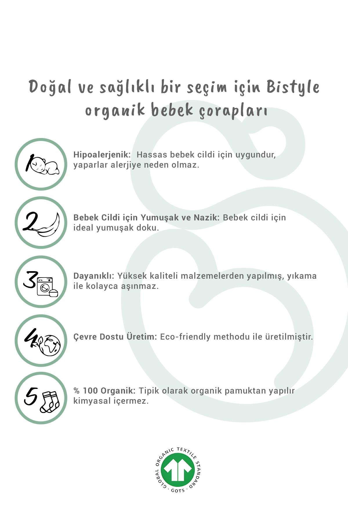Soket ÇorapBisyleBistil Bistyle Organik Dikişsiz 3lü Pati Penye Soket Bebek Çorap 0-3 Ay