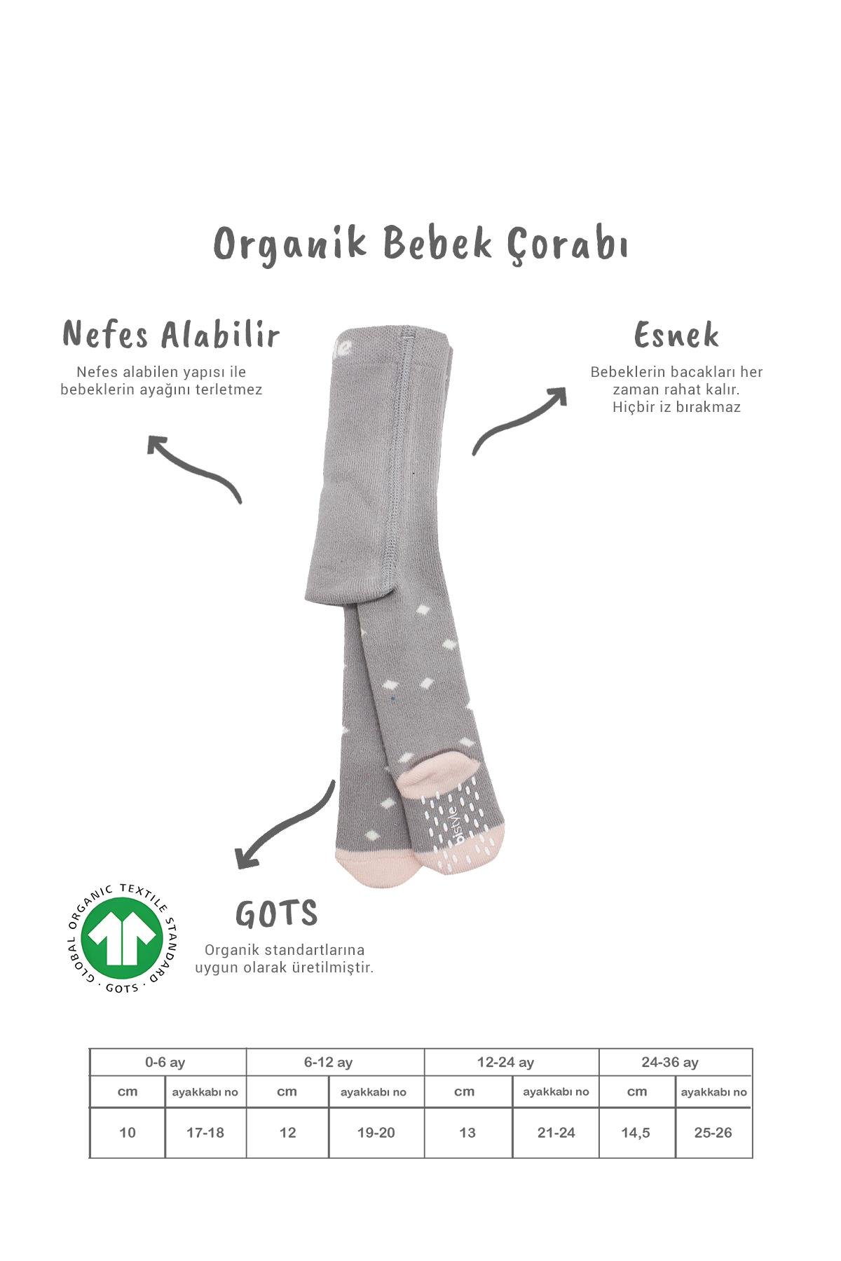 Külotlu ÇorapBisyleBistil Bistyle Organik Puanlı Kaymaz Havlu Bebek Külotlu Çorap