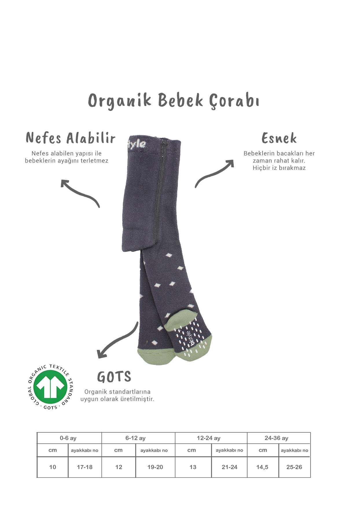Külotlu ÇorapBisyleBistil Bistyle Organik Puanlı Kaymaz Havlu Bebek Külotlu Çorap