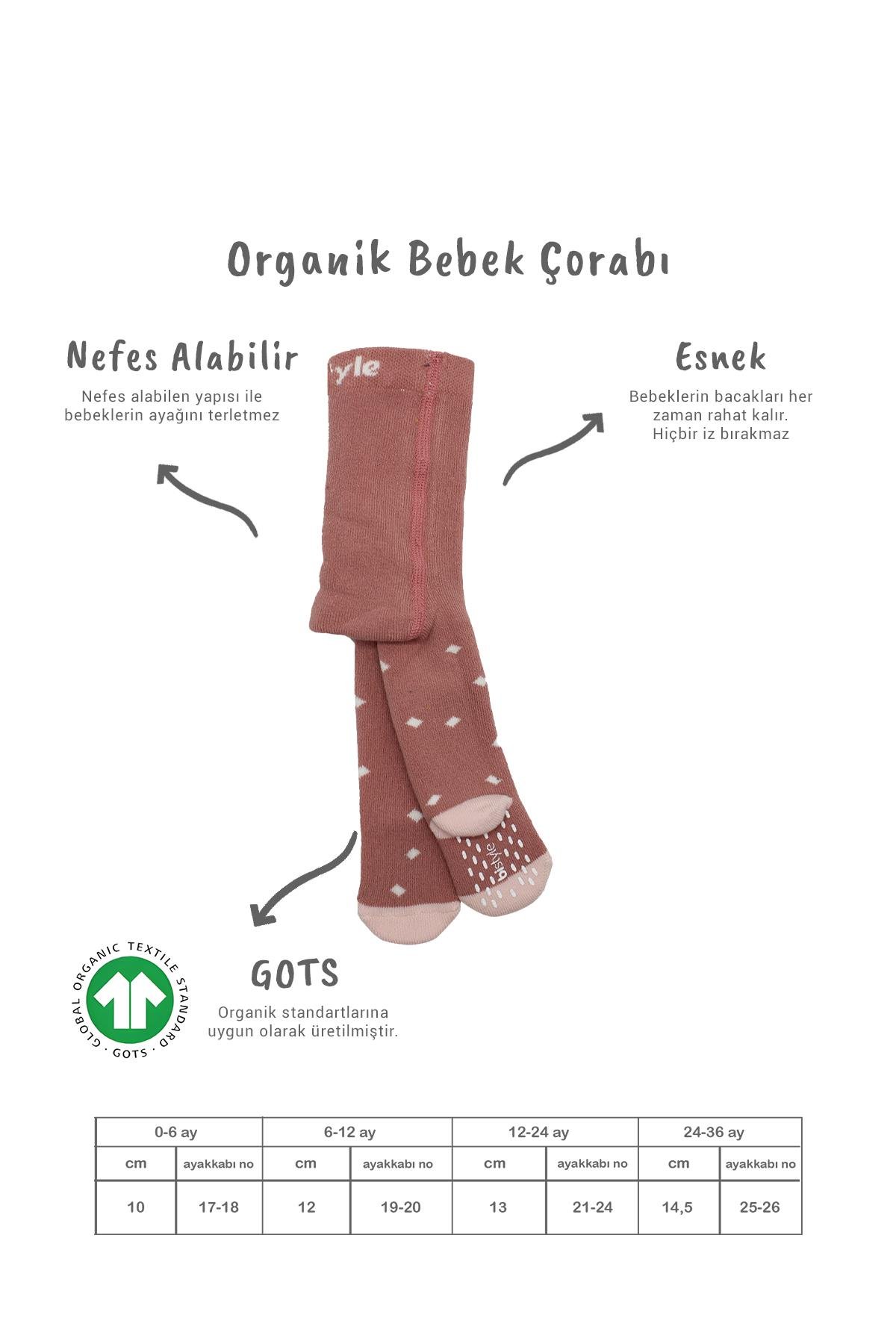 Külotlu ÇorapBisyleBistil Bistyle Organik Puanlı Kaymaz Havlu Bebek Külotlu Çorap