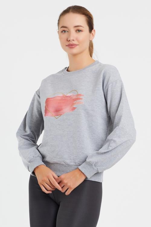 Baskılı Bisillet Yaka Sweat 9095