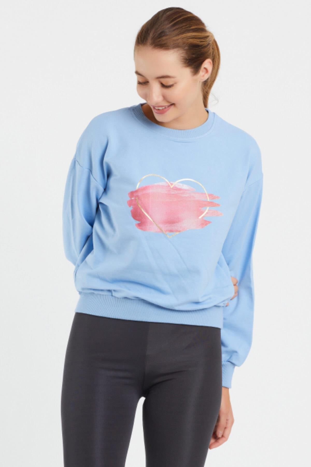 Baskılı Bisillet Yaka Sweat 9095