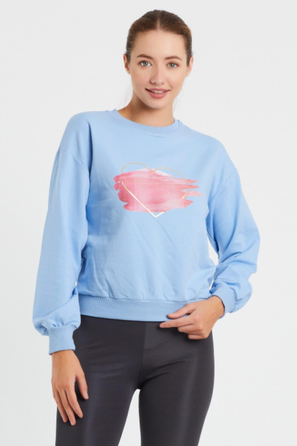 Baskılı Bisillet Yaka Sweat 9095
