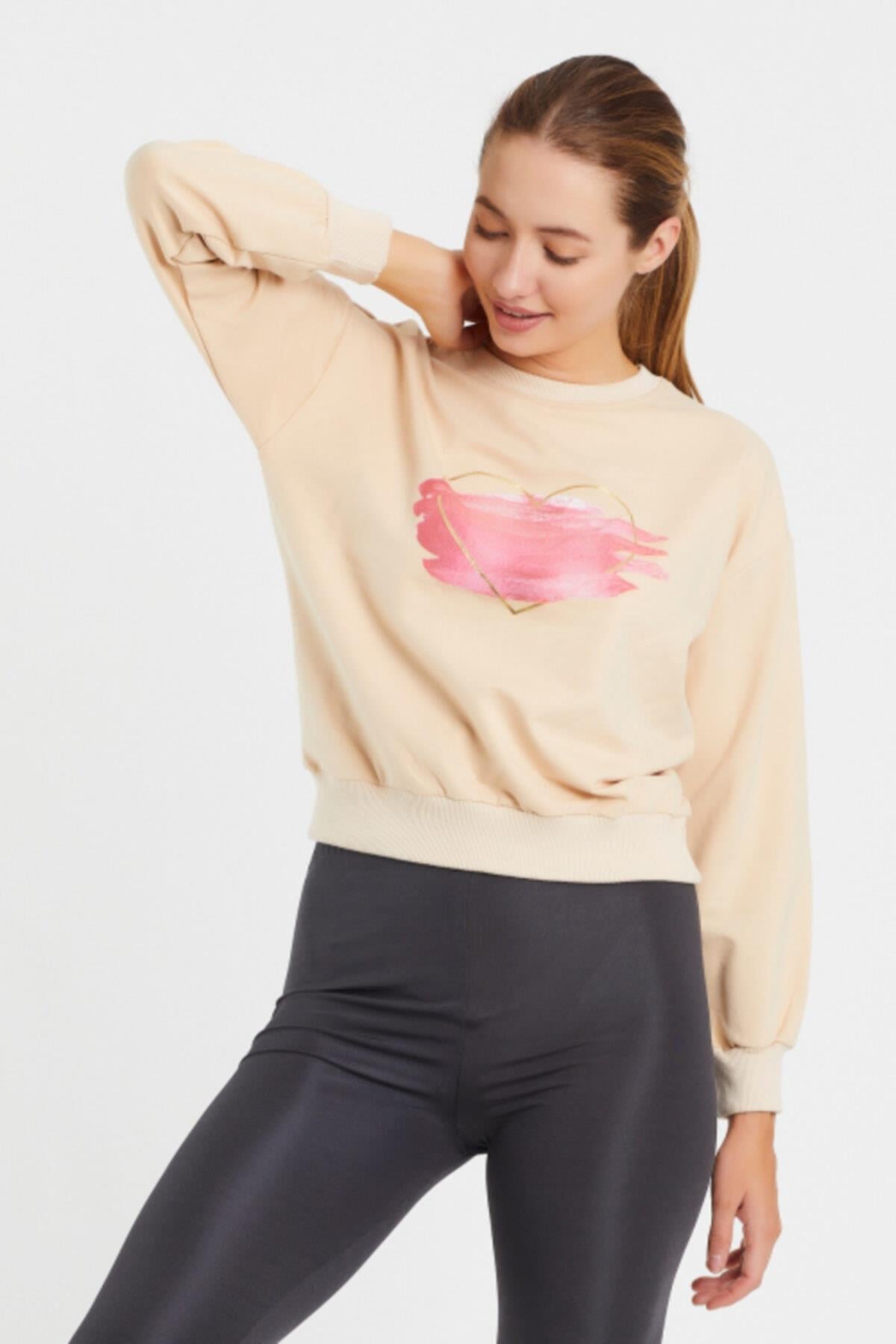 Baskılı Bisillet Yaka Sweat 9095