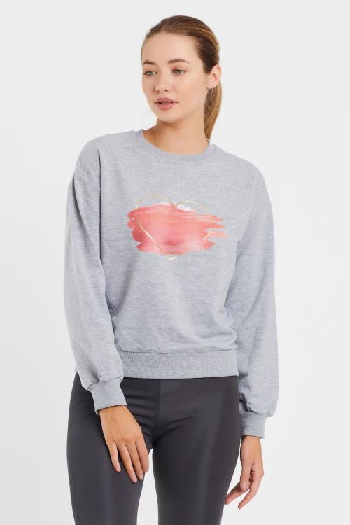 Baskılı Bisillet Yaka Sweat 9095
